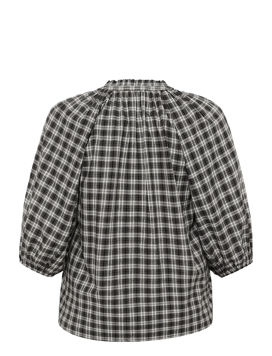 Kaffe Curve - KCelina Blouse - langærmede bluser - black/grey check - 2