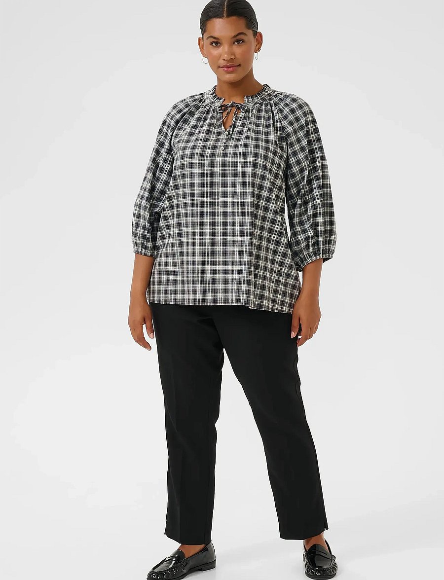 Kaffe Curve - KCelina Blouse - langærmede bluser - black/grey check - 3