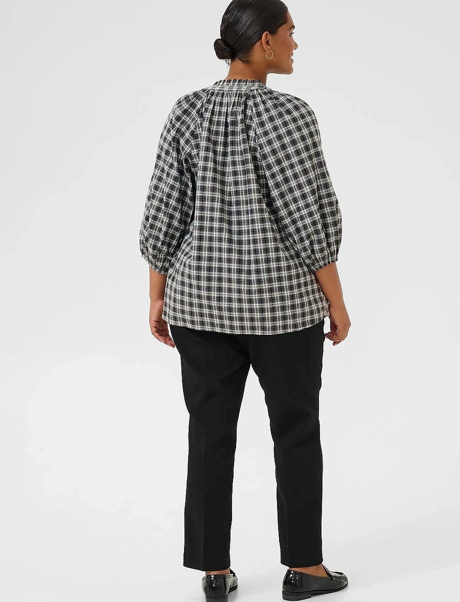 Kaffe Curve - KCelina Blouse - langærmede bluser - black/grey check - 4