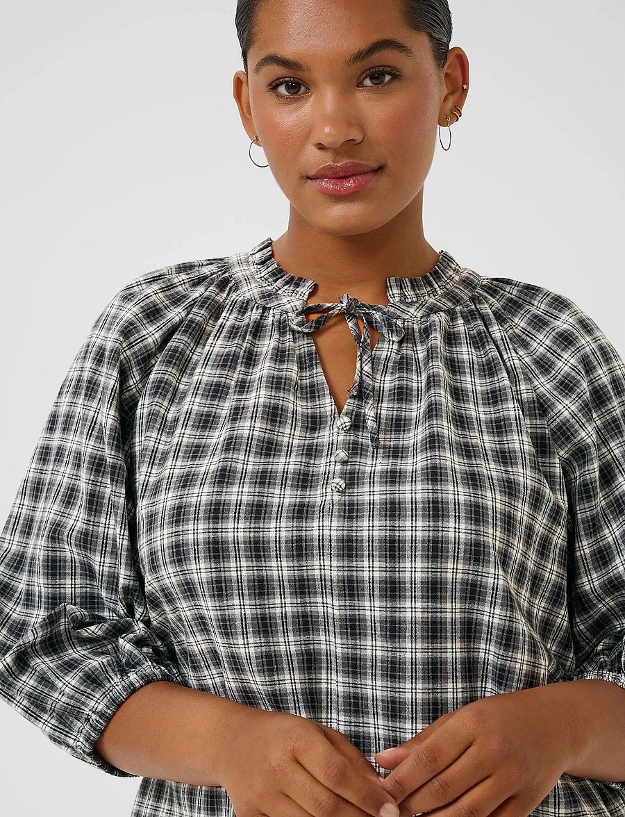 Kaffe Curve - KCelina Blouse - langærmede bluser - black/grey check - 5
