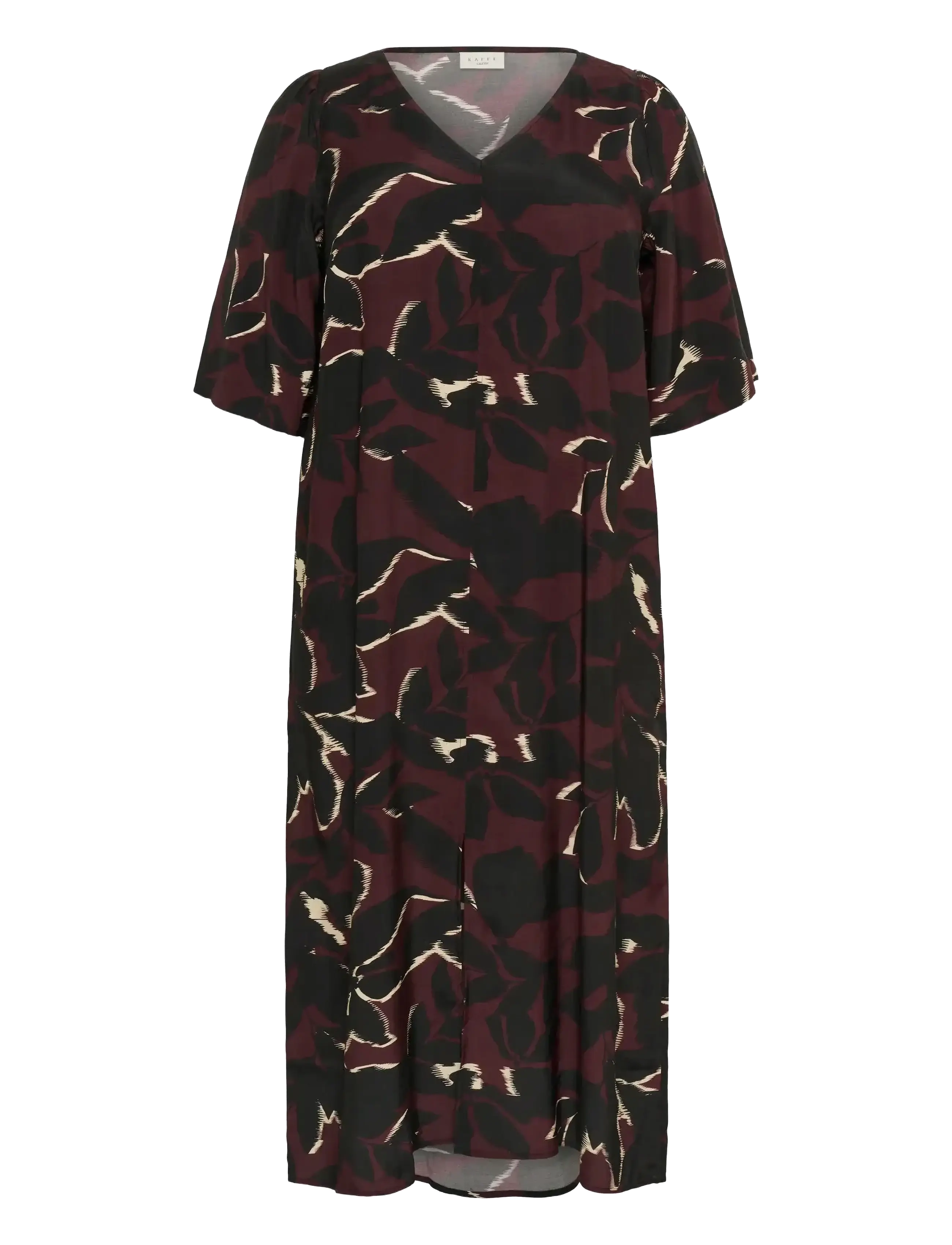 Kaffe Curve KCmilana Dress - Kaffe Curve - WINDSOR WINE/BLACK FLOWER / brown