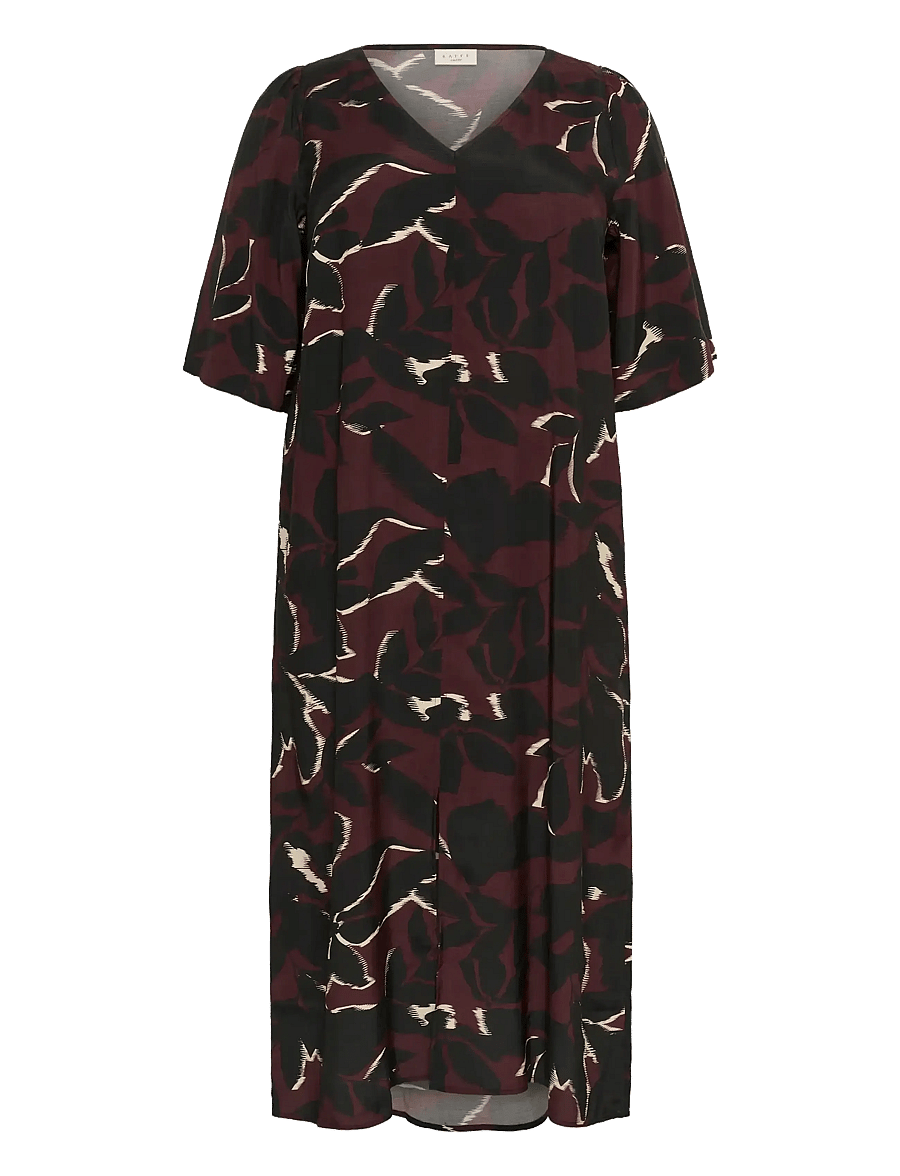 Kaffe Curve - KCmilana Dress - t-shirt dresses - windsor wine/black flower - 1