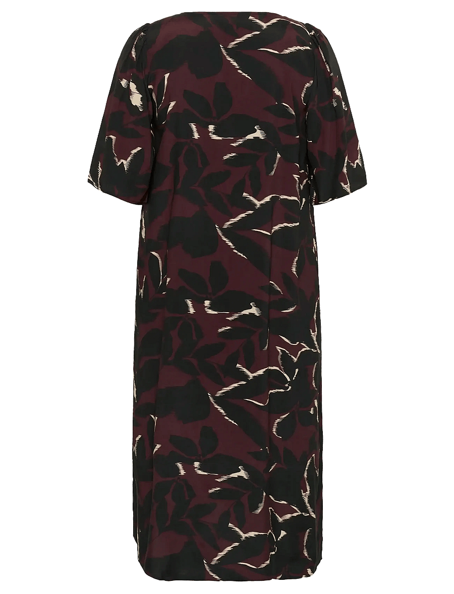 Kaffe Curve - KCmilana Dress - t-shirt dresses - windsor wine/black flower - 2