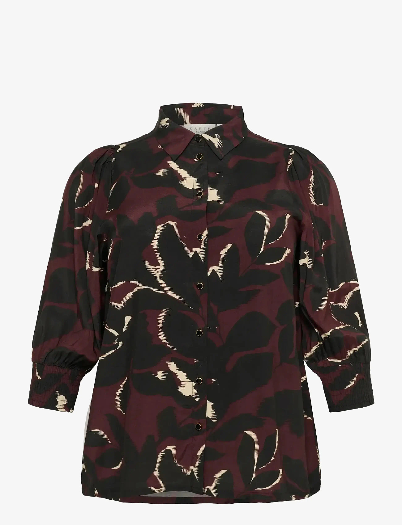 Kaffe Curve - KCmilana Shirt - pikkade varrukatega särgid - windsor wine/black flower - 1