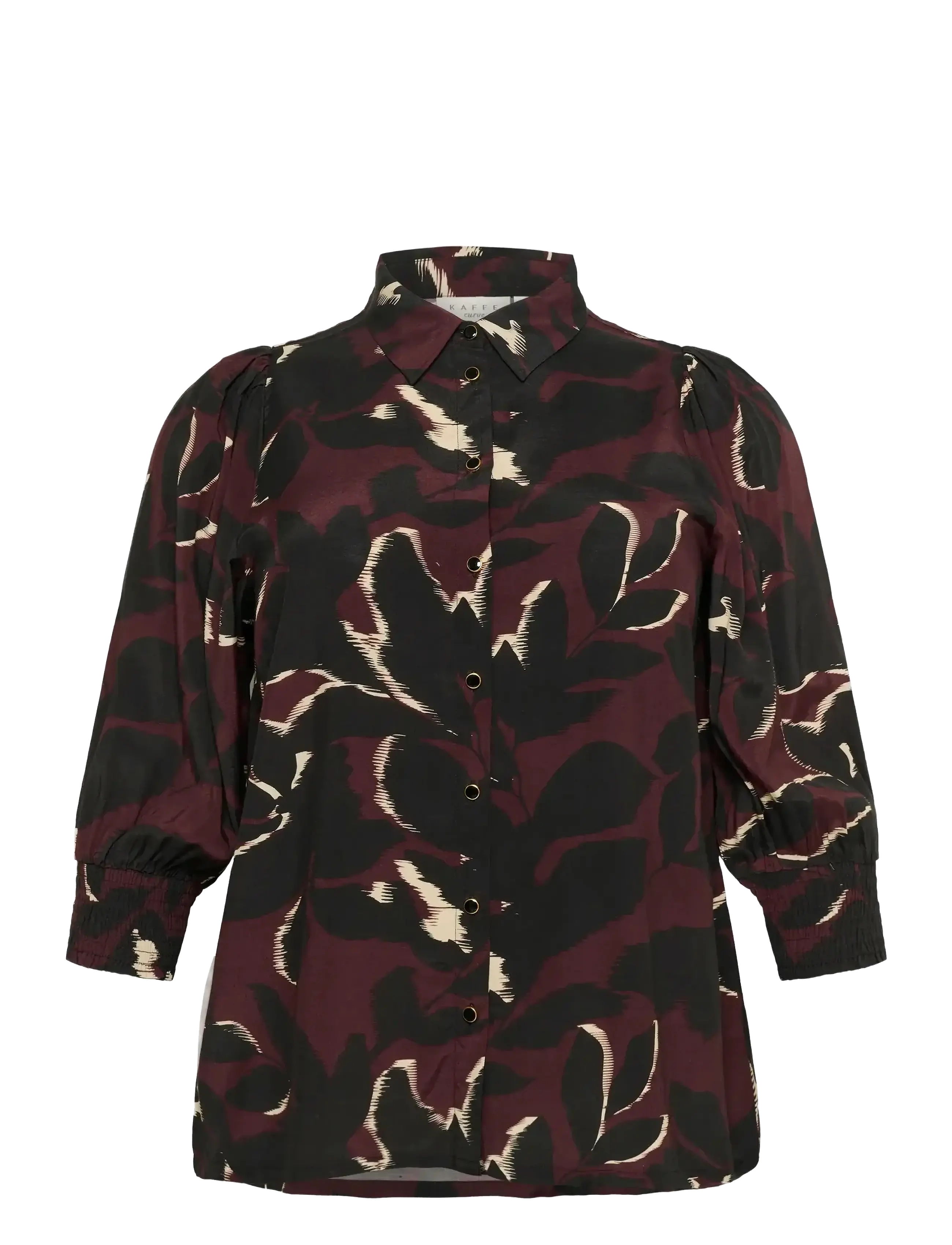 Kaffe Curve KCmilana Shirt - Transitional Layering - WINDSOR WINE/BLACK FLOWER / brown