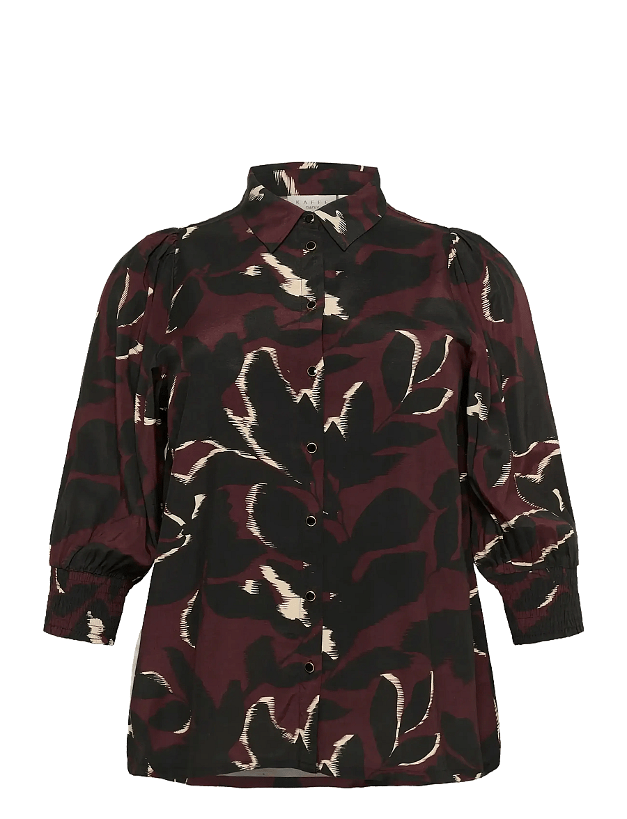 Kaffe Curve - KCmilana Shirt - langärmlige hemden - windsor wine/black flower - 1