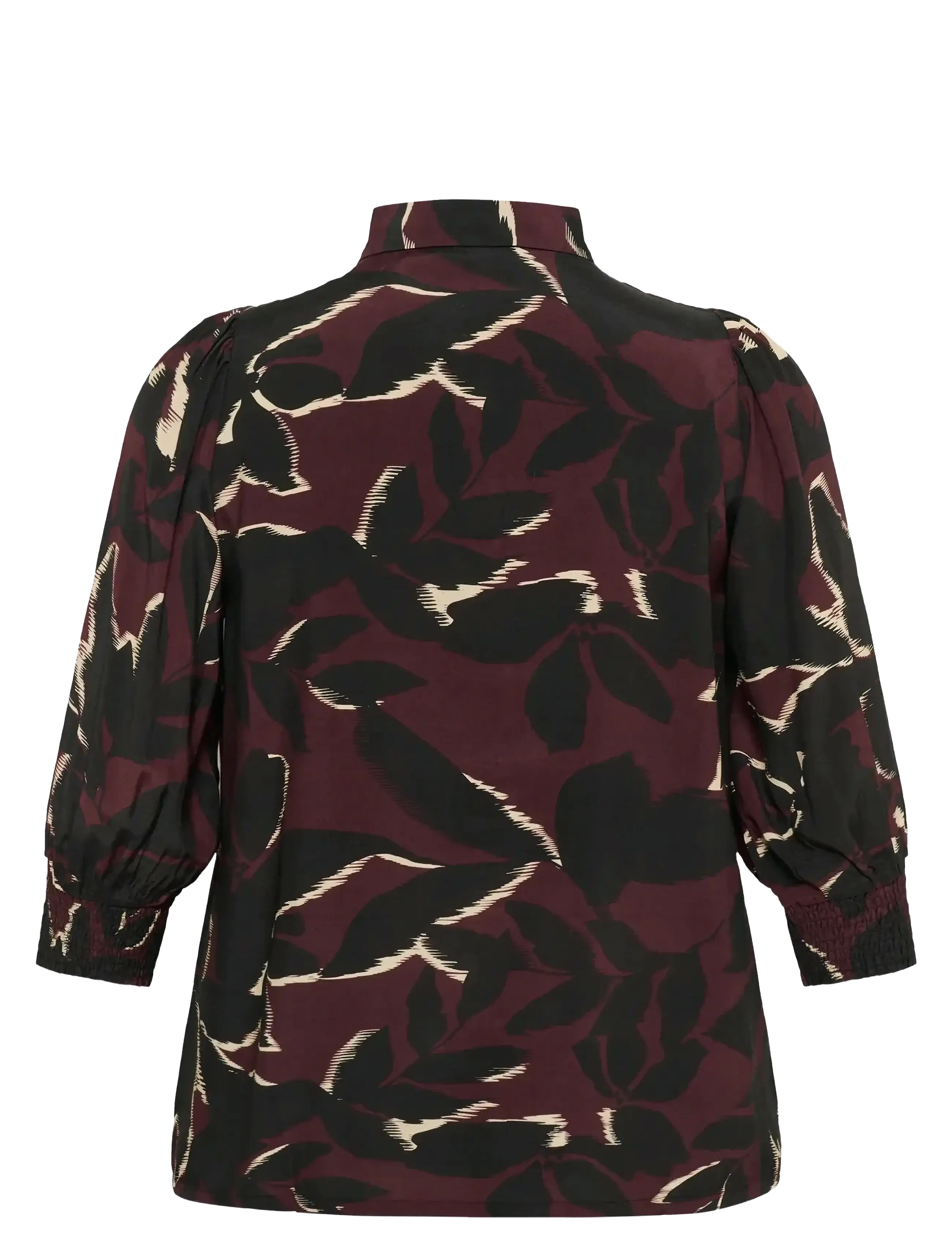 Kaffe Curve - KCmilana Shirt - long-sleeved shirts - windsor wine/black flower - 2
