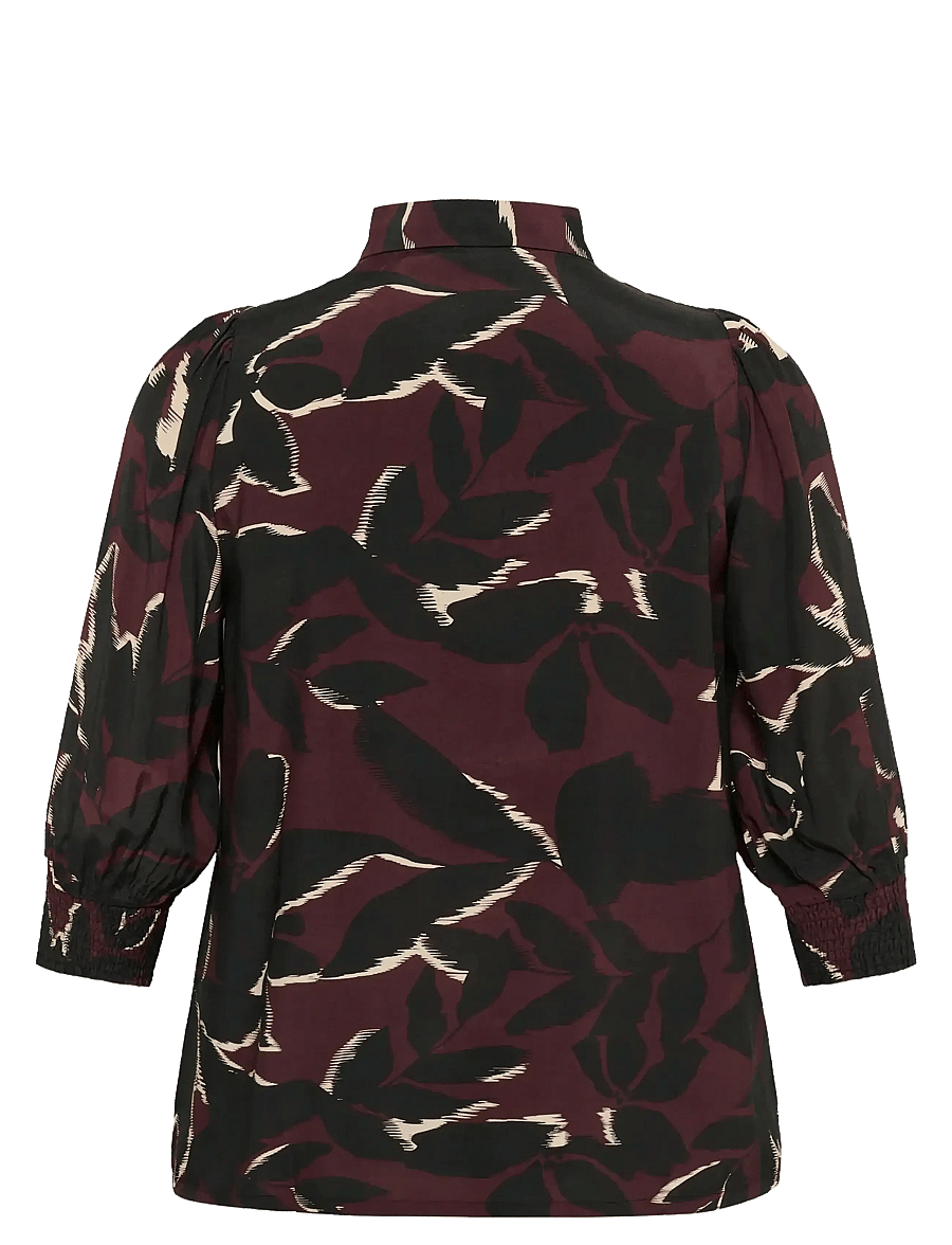 Kaffe Curve - KCmilana Shirt - langärmlige hemden - windsor wine/black flower - 2