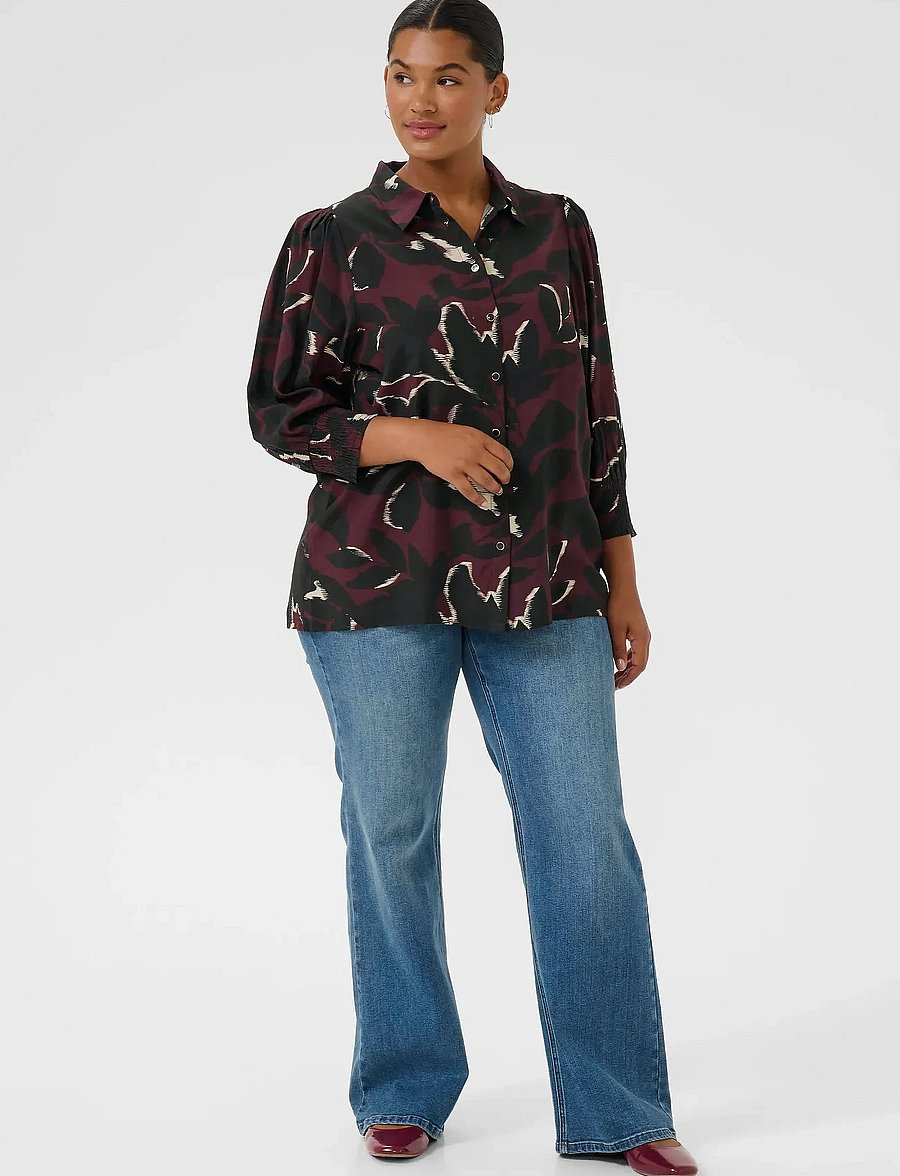 Kaffe Curve - KCmilana Shirt - langärmlige hemden - windsor wine/black flower - 3