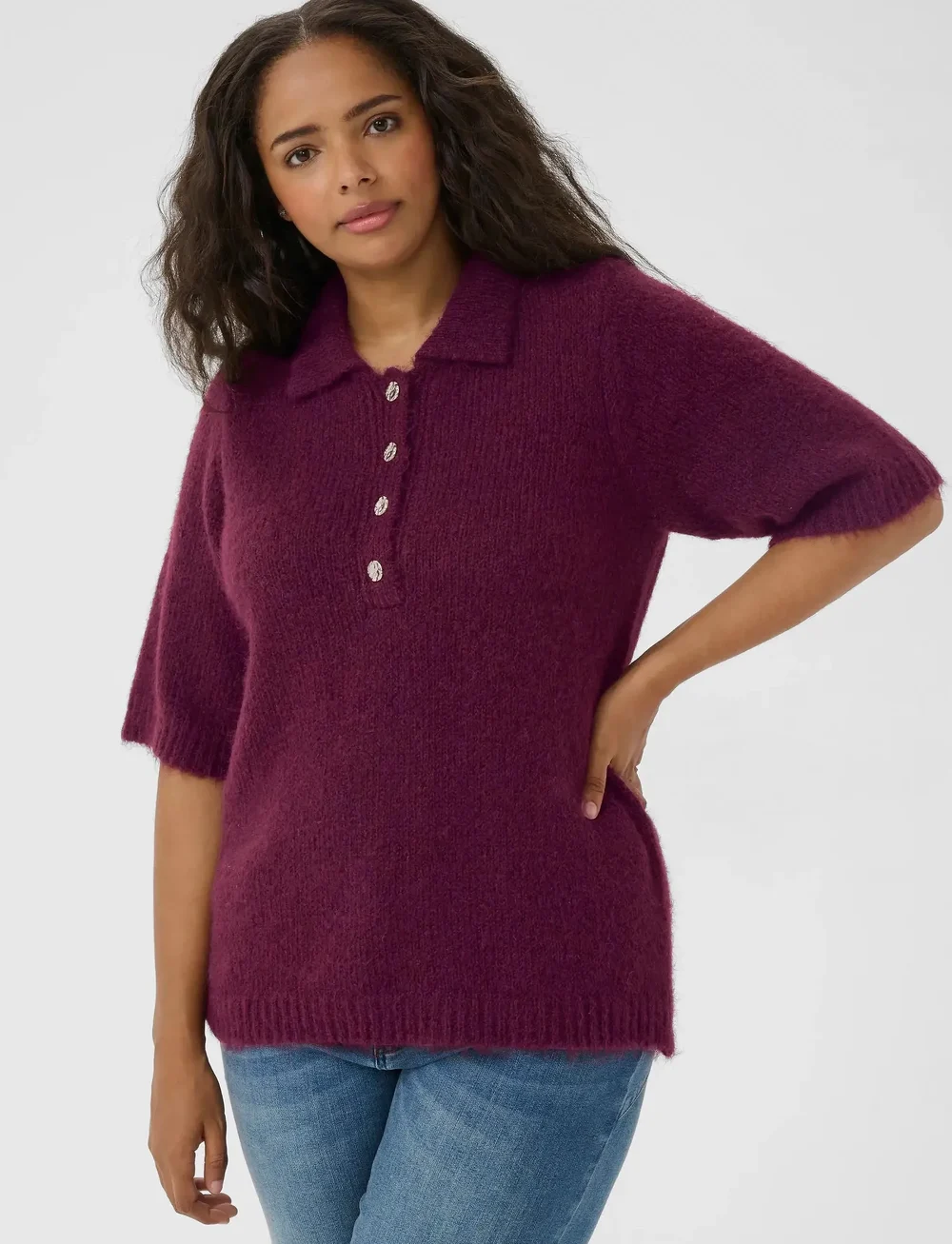 Kaffe Curve - KCemilia Polo Pullover - sviitrid - windsor wine - 0