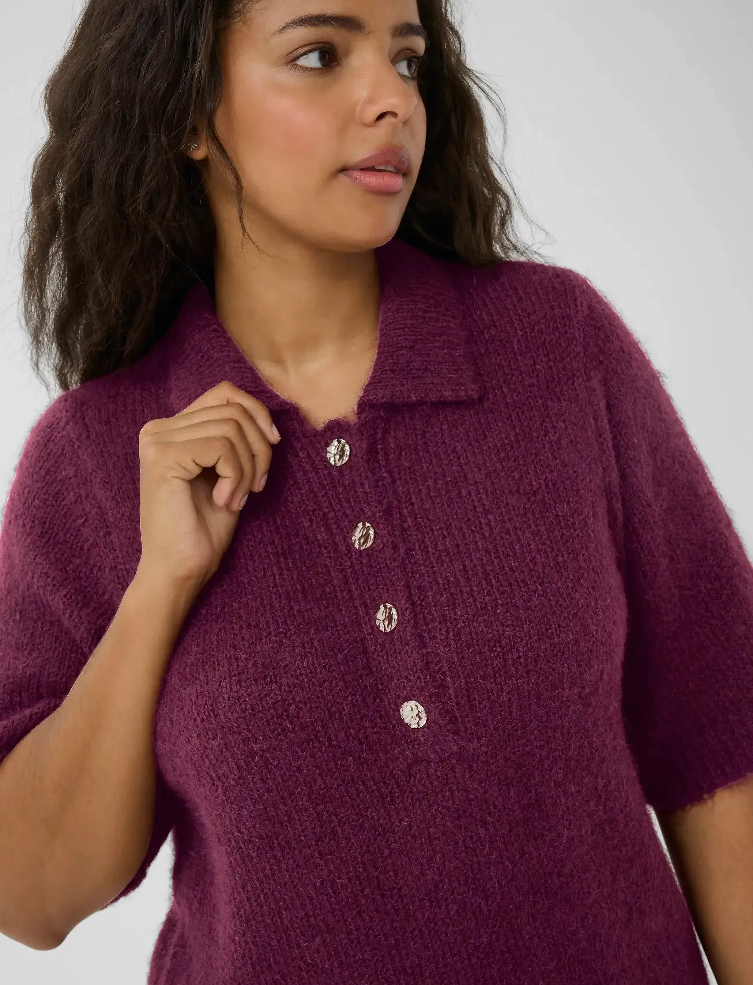 Kaffe Curve - KCemilia Polo Pullover - sweaters - windsor wine - 5