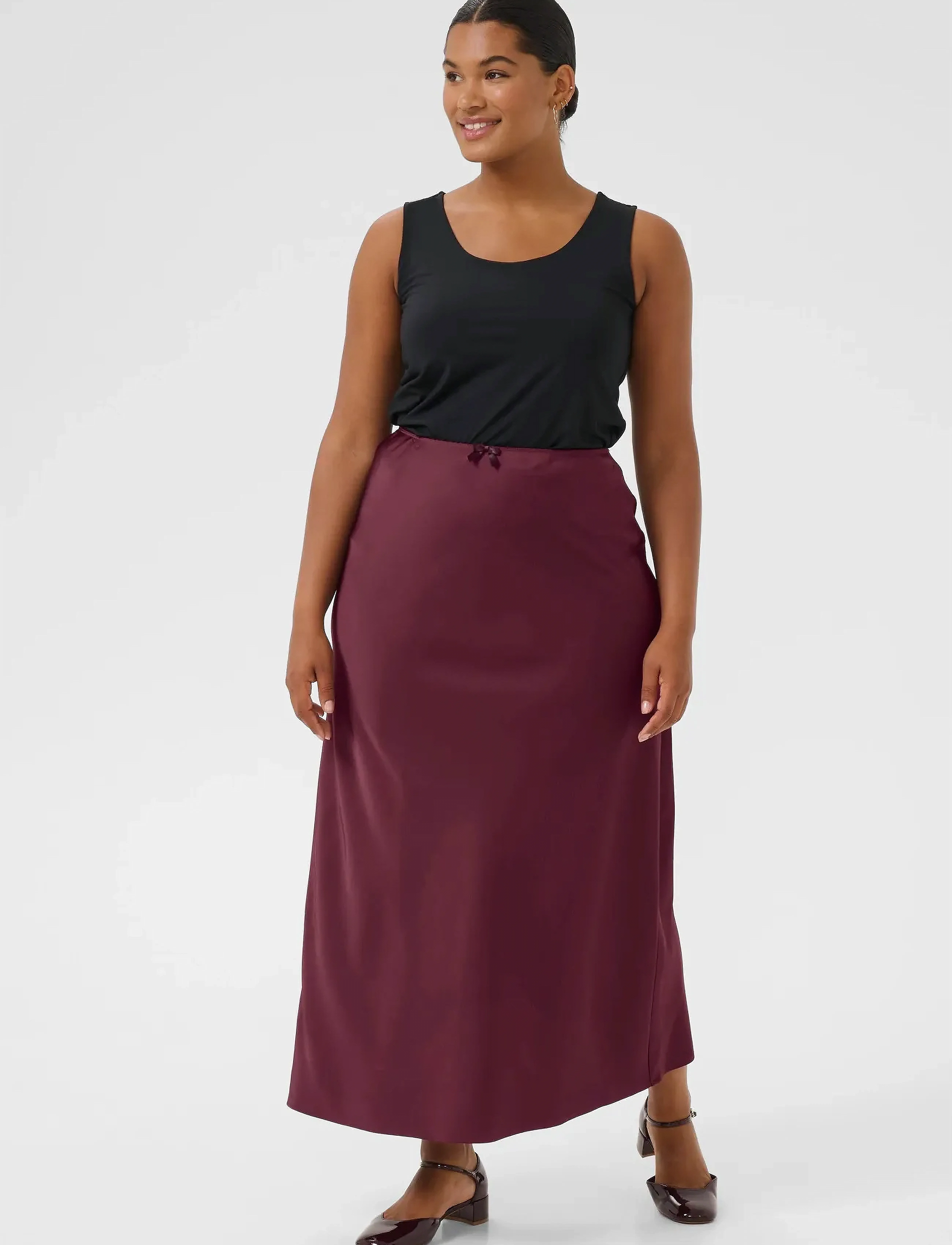 Kaffe Curve - KChilla Skirt - satin skirts - windsor wine - 3
