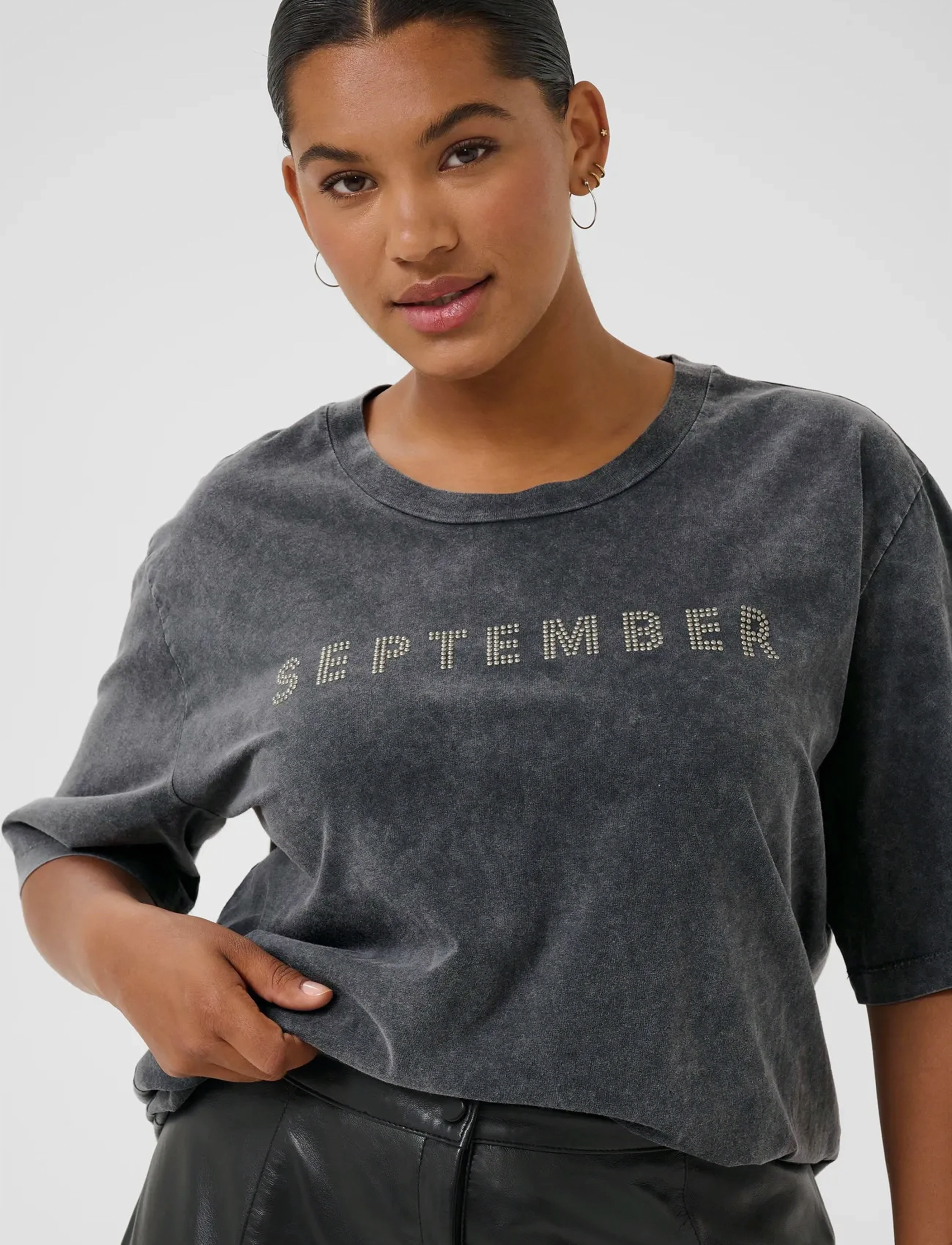Kaffe Curve - KCserina T-Shirt - t-särgid - washed dark grey - 5