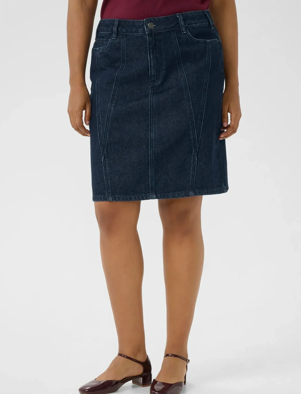 Kaffe Curve - KCelisa Denim Skirt - denimnederdele - dark blue denim - 0
