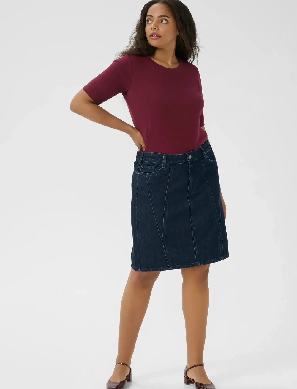 Kaffe Curve - KCelisa Denim Skirt - denimnederdele - dark blue denim - 3