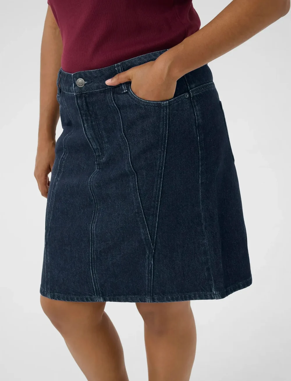 Kaffe Curve - KCelisa Denim Skirt - denimnederdele - dark blue denim - 5