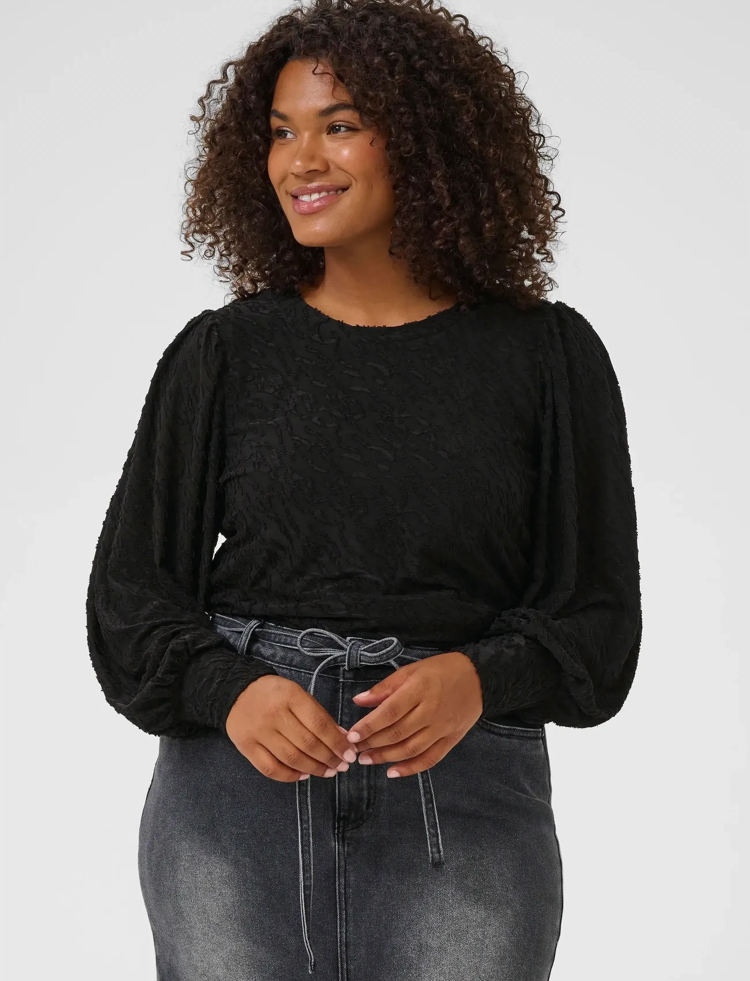 Kaffe Curve KCzarina T-Shirt - T-shirts & Toppar - BLACK DEEP / black