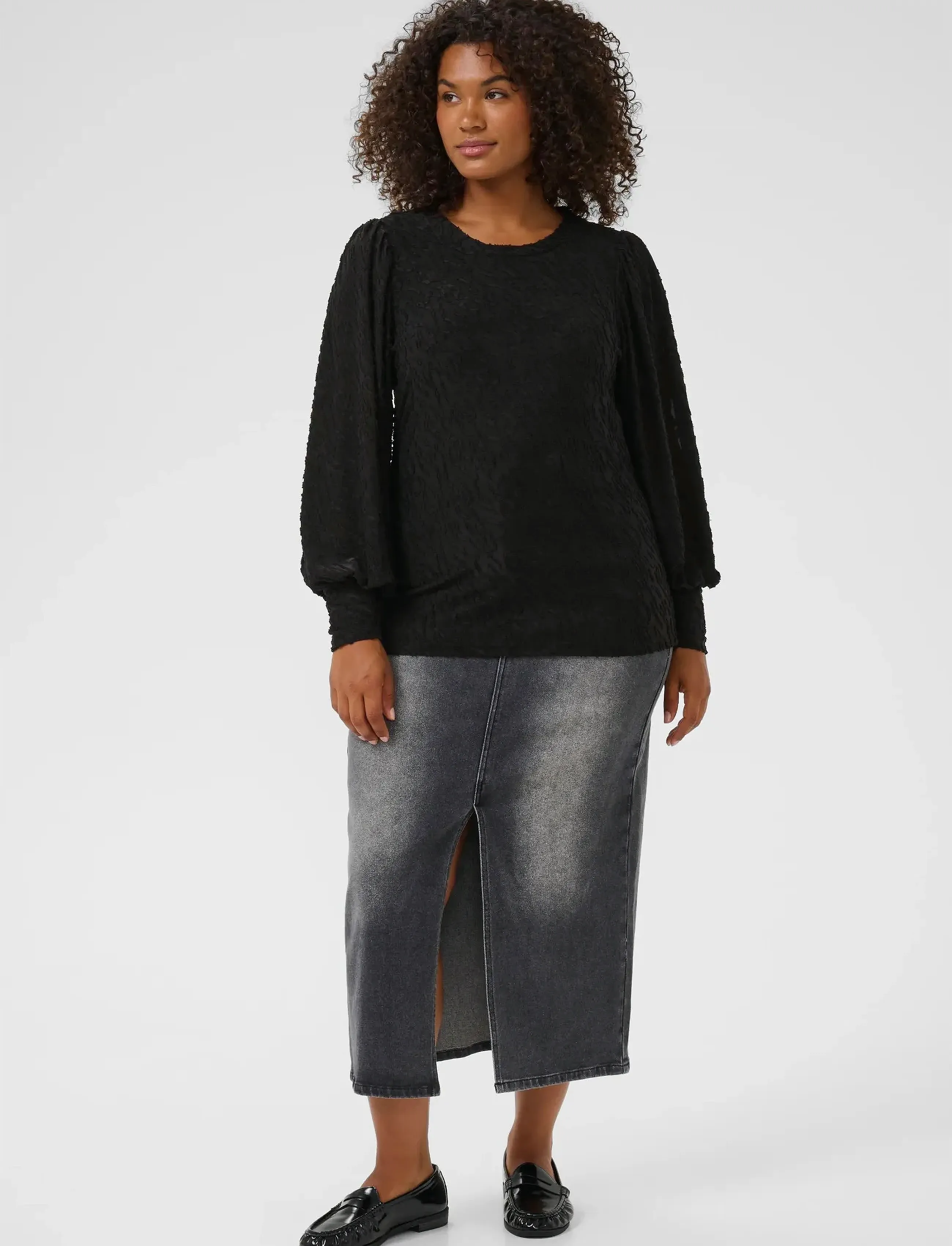 Kaffe Curve - KCzarina T-Shirt - langerma toppar - black deep - 3