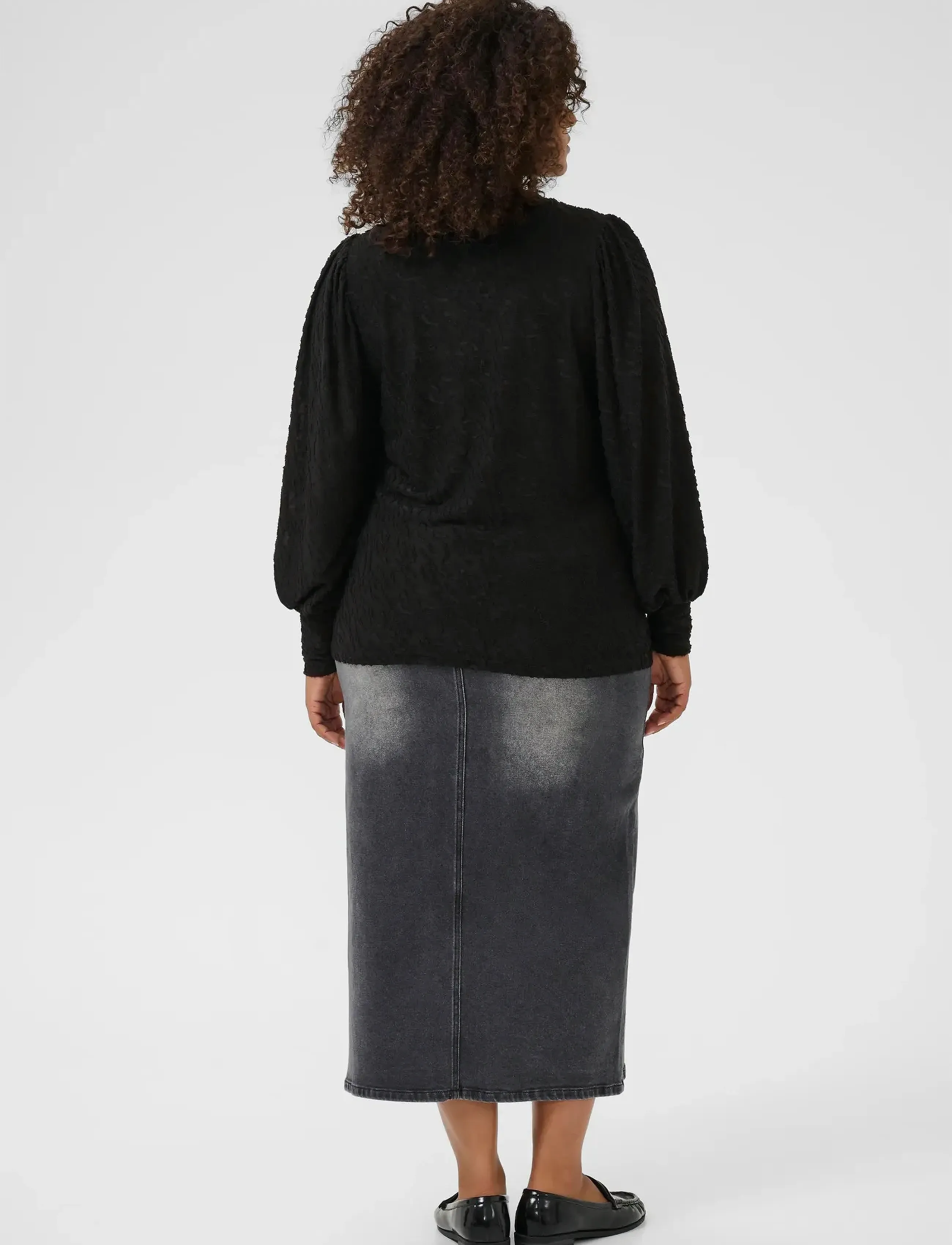 Kaffe Curve - KCzarina T-Shirt - langerma toppar - black deep - 4