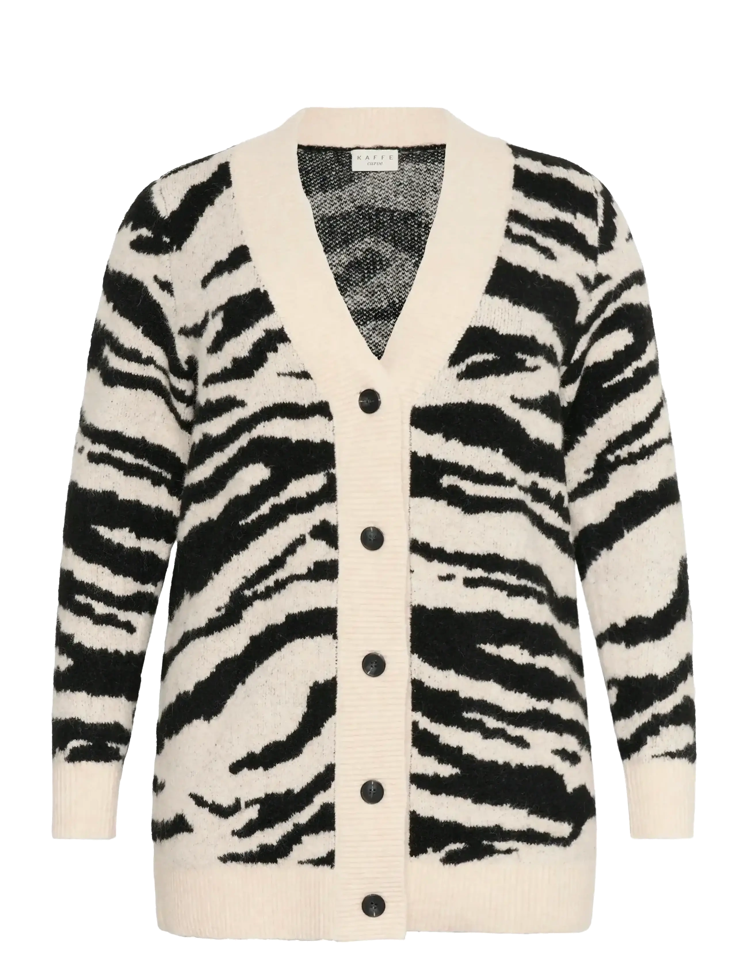 Kaffe Curve KCsandia Cardigan - Kaffe Curve - TURTLEDOVE/BLACK ANIMAL / beige
