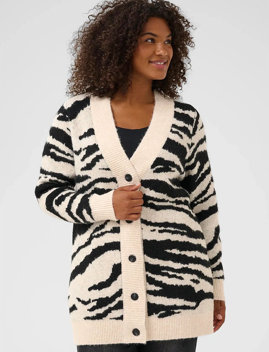 Kaffe Curve - KCsandia Cardigan - cardigans - turtledove/black animal - 0