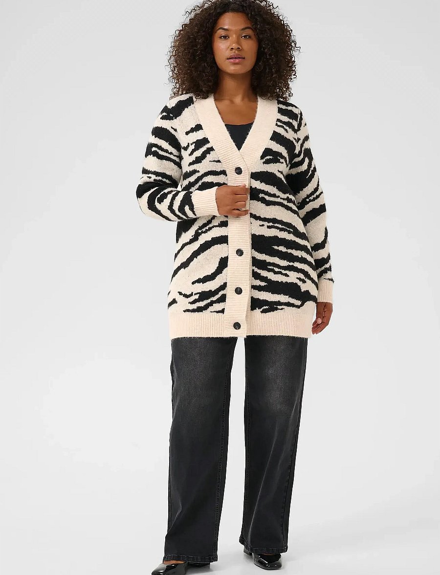Kaffe Curve - KCsandia Cardigan - cardigans - turtledove/black animal - 3