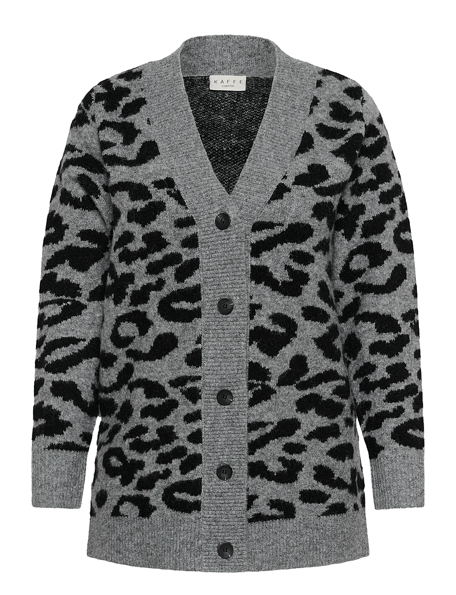 Kaffe Curve - KCsandia Cardigan - cardigans - lgm/black leopard - 1
