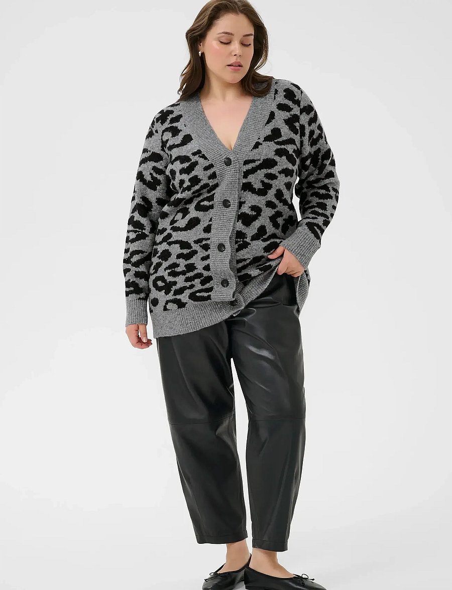 Kaffe Curve - KCsandia Cardigan - cardigans - lgm/black leopard - 3