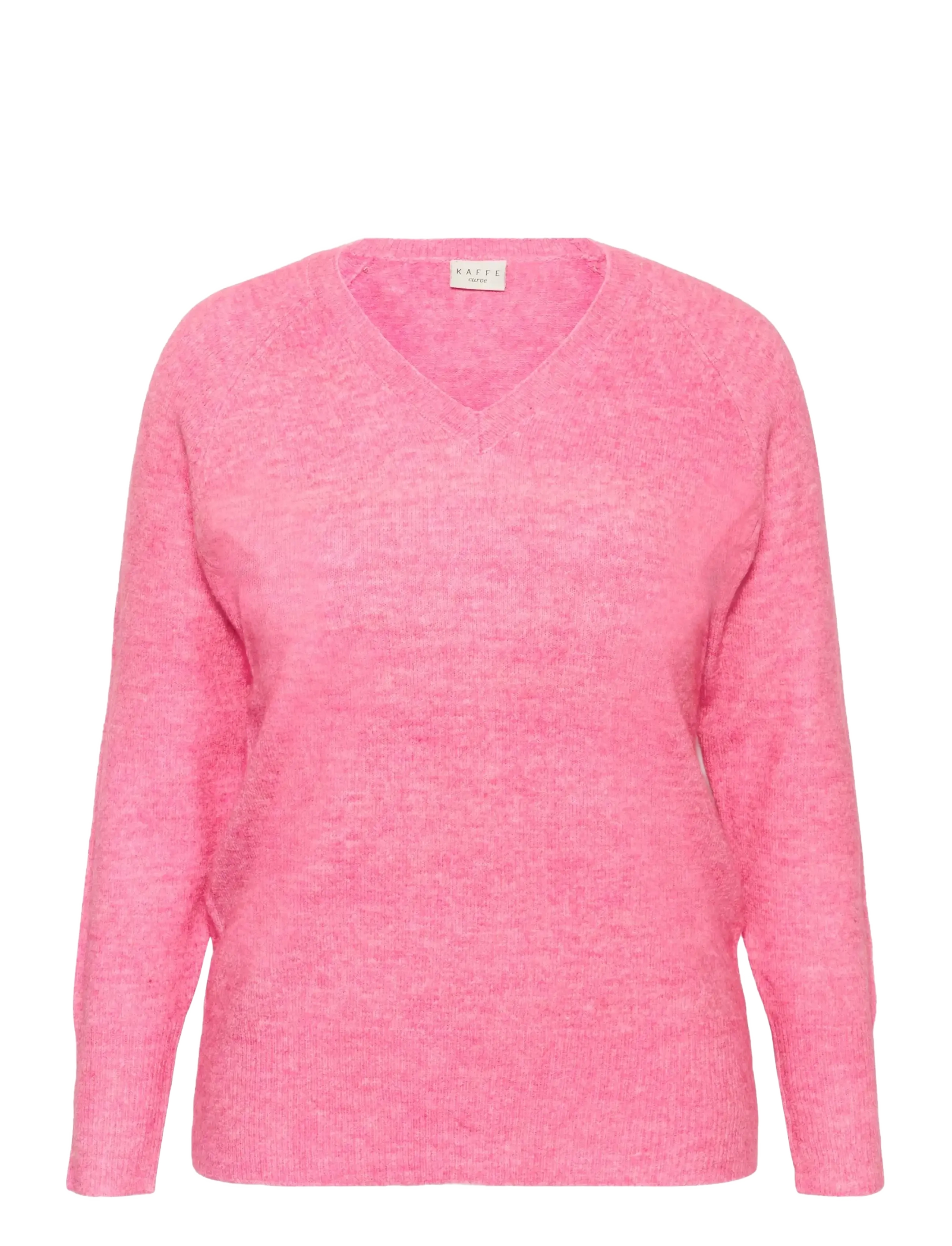 Kaffe Curve KCniela V-neck Pullover - Kudumid - PINK POWER MELANGE / pink/rose