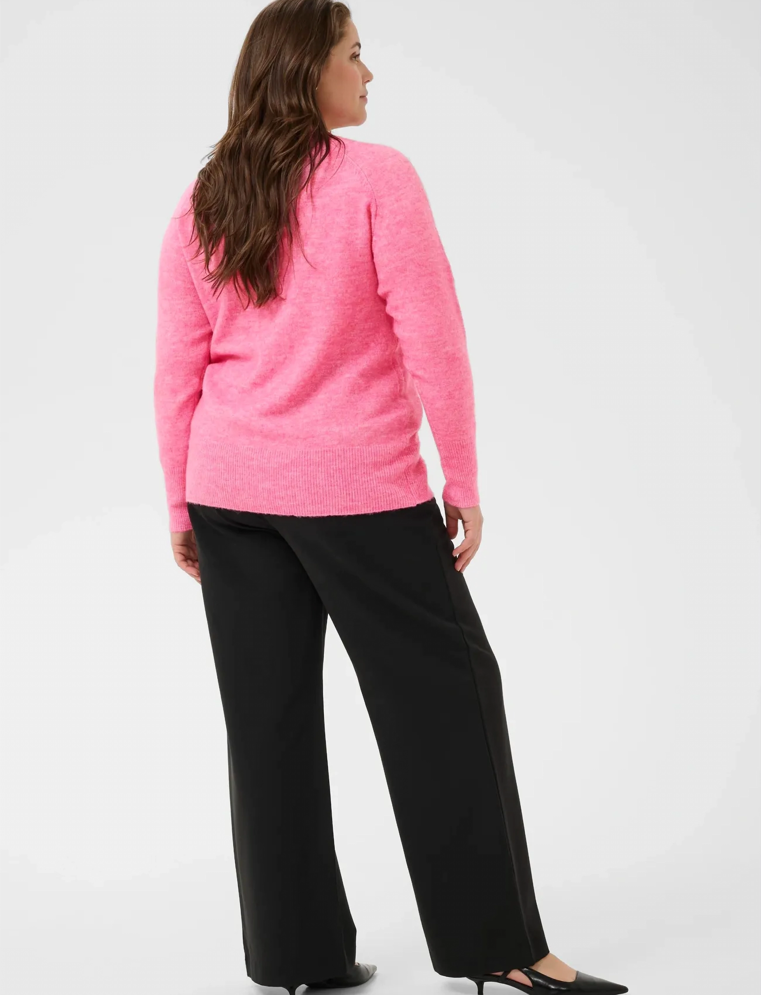 Kaffe Curve - KCniela V-neck Pullover - pullover - pink power melange - 4
