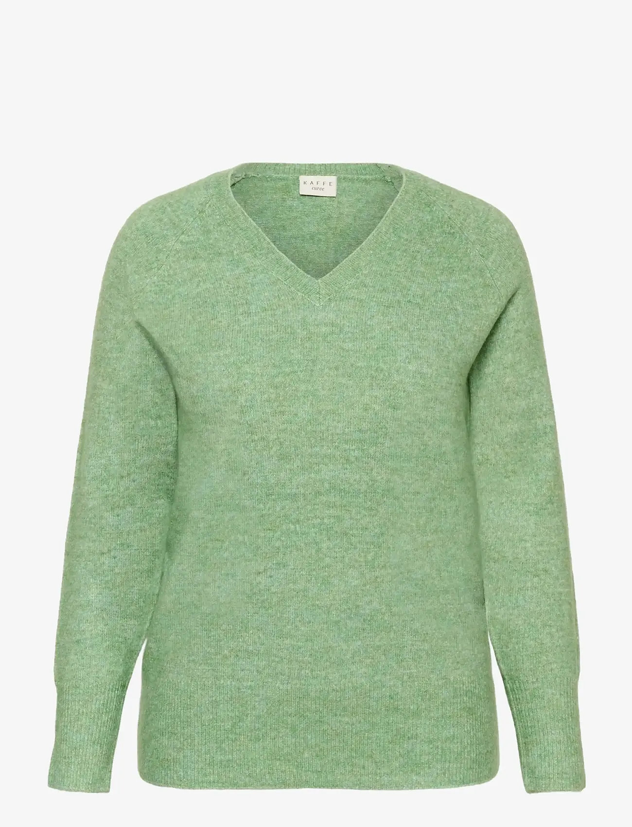 Kaffe Curve - KCniela V-neck Pullover - rudens drabužiai - sea spray melange - 0