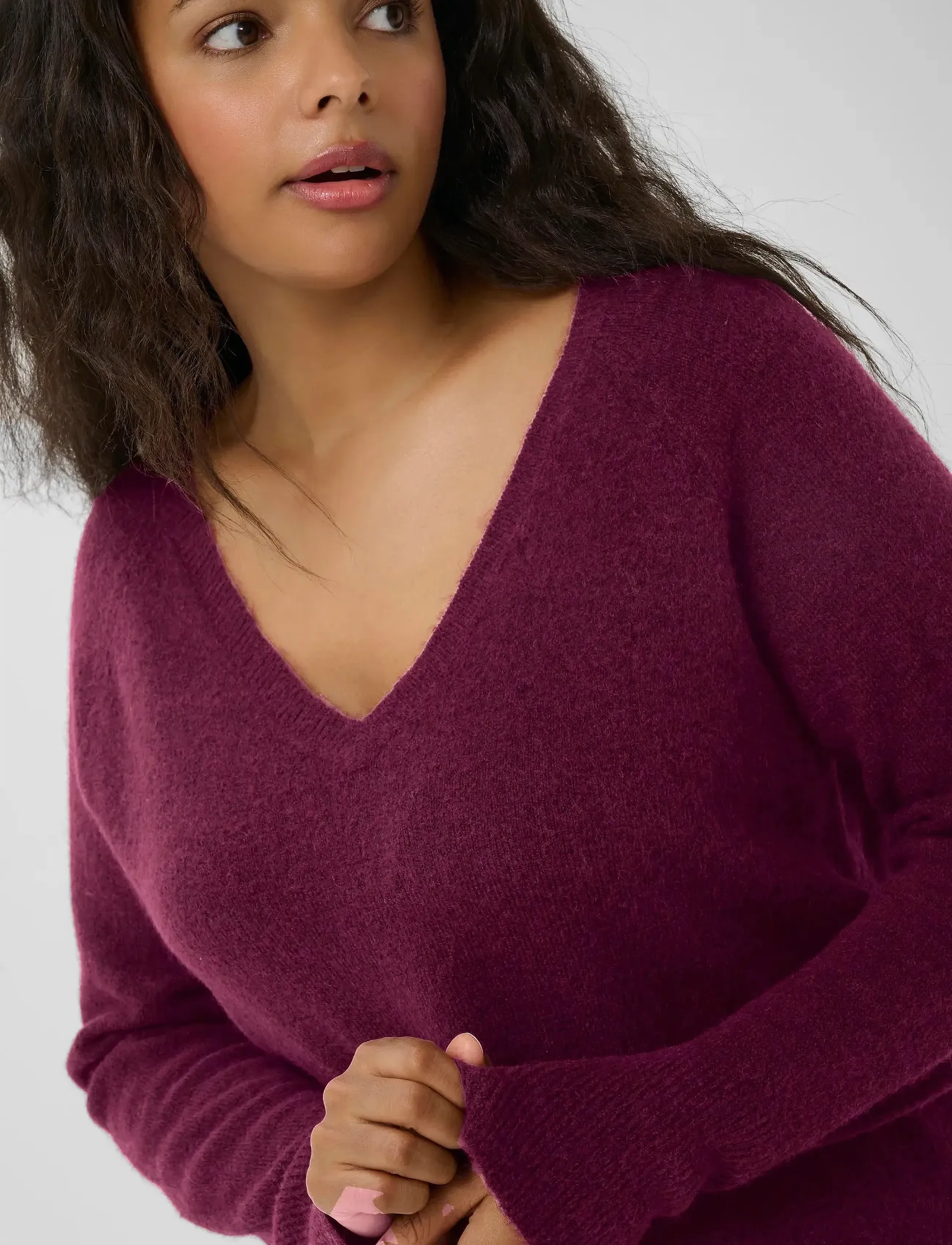 Kaffe Curve - KCniela V-neck Pullover - trøjer - windsor wine - 5