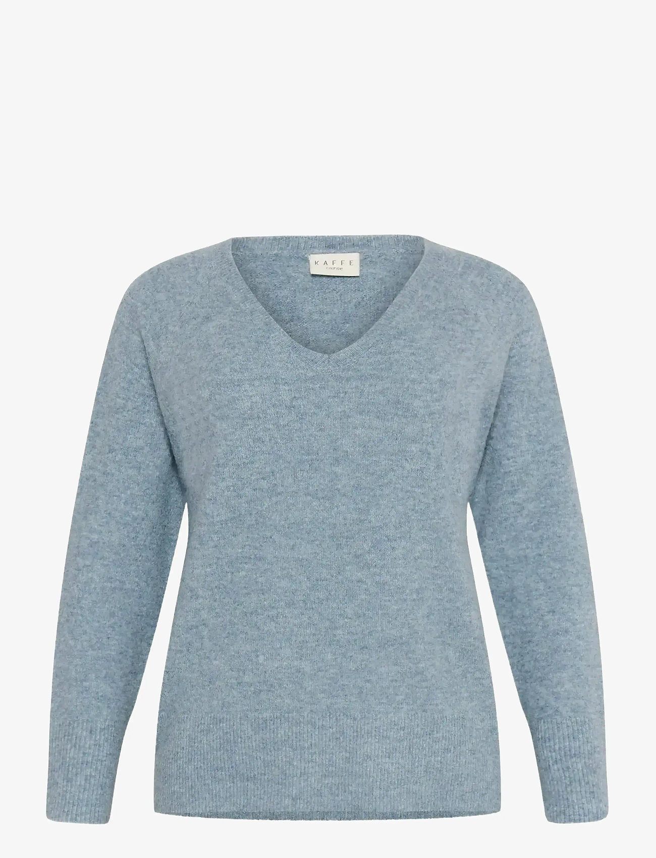 Kaffe Curve - KCniela V-neck Pullover - efterårstøj - windward blue melange - 0