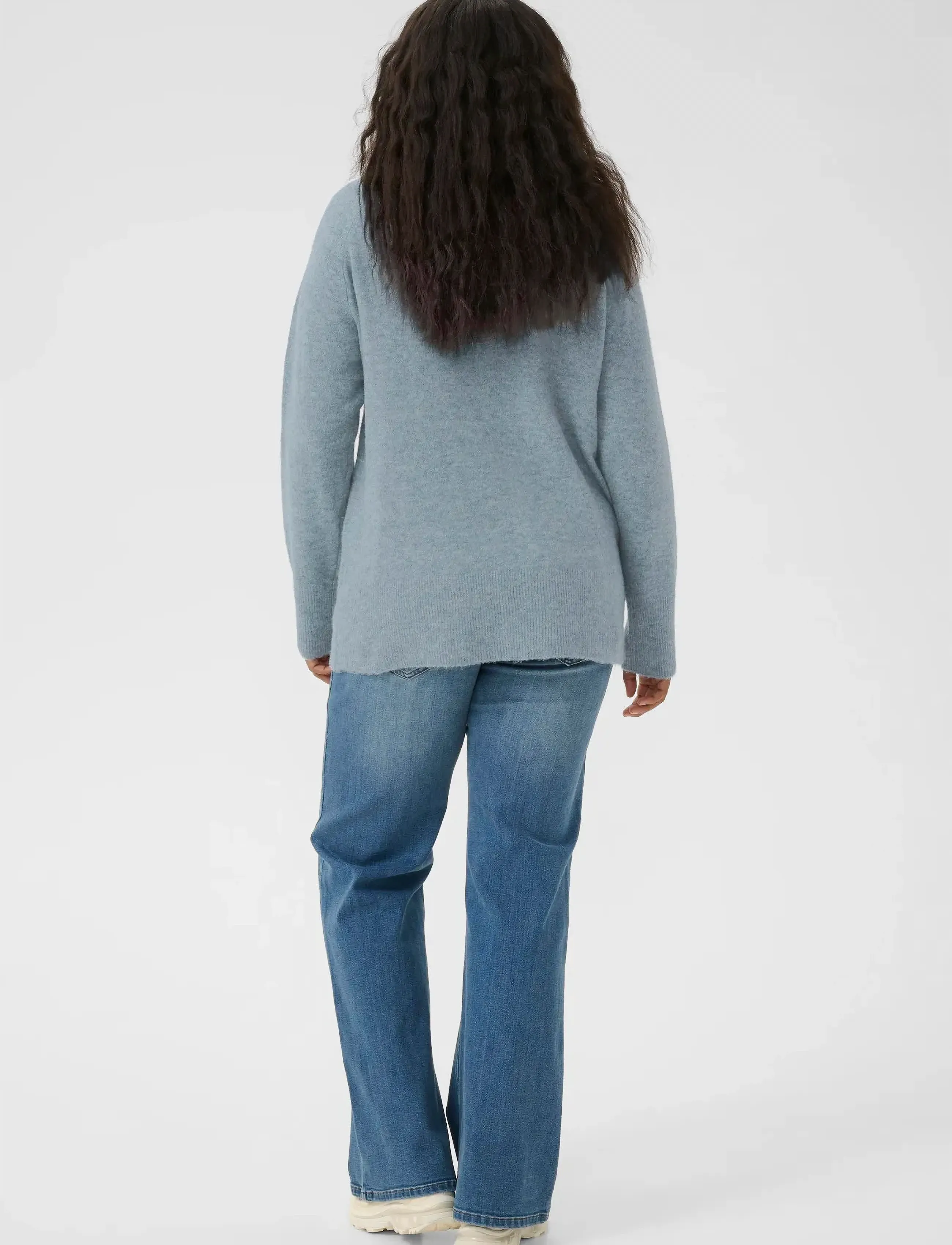 Kaffe Curve - KCniela V-neck Pullover - laveste priser - windward blue melange - 4