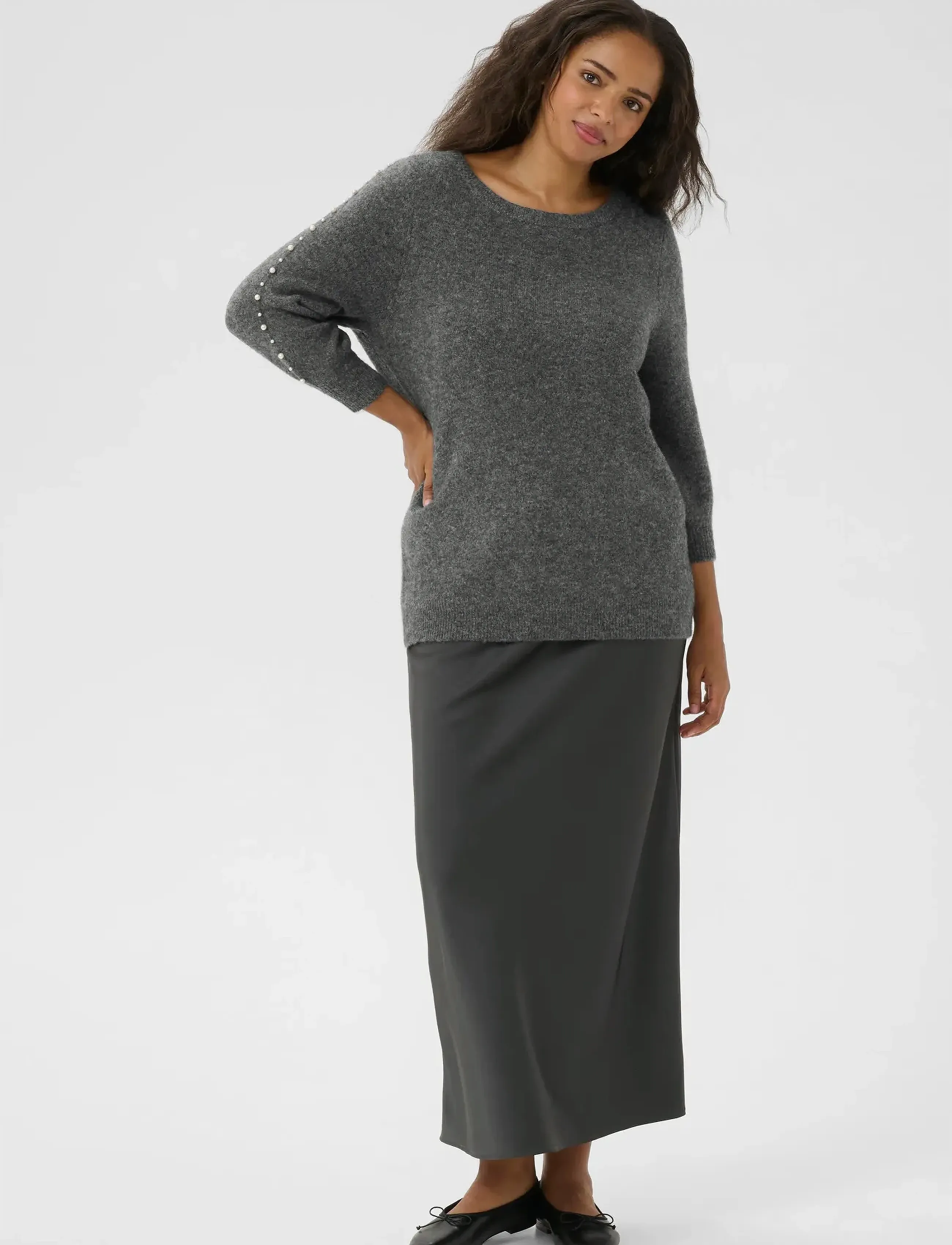 Kaffe Curve - KCletty Pullover - swetry - grey melange - 3