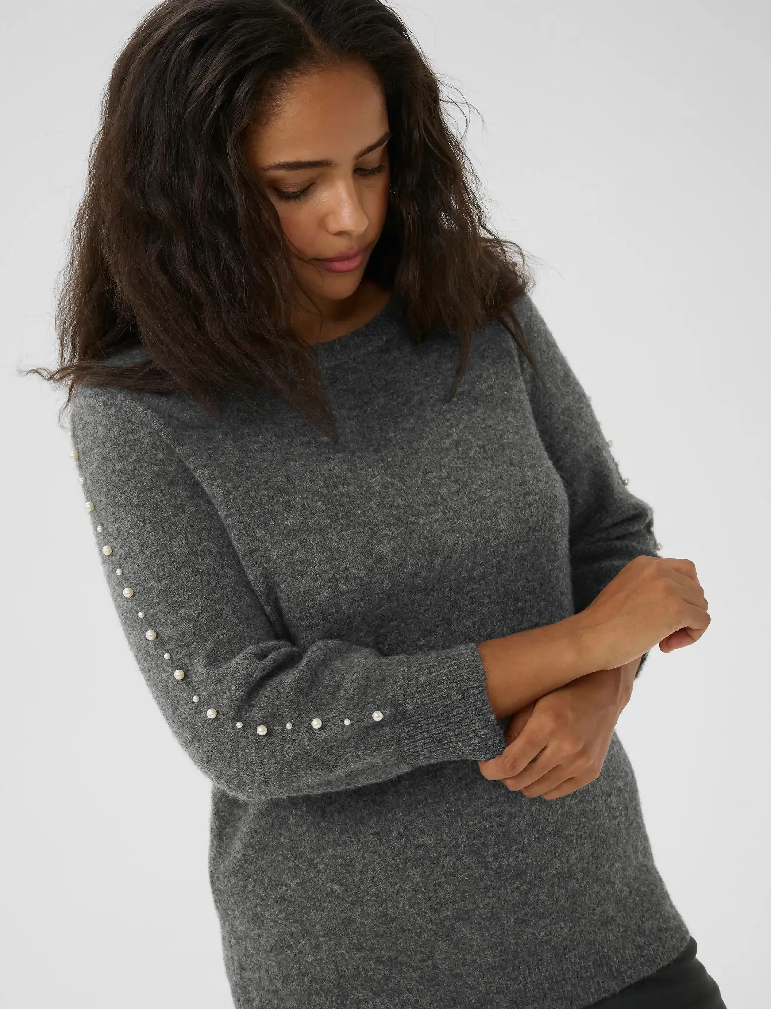 Kaffe Curve - KCletty Pullover - swetry - grey melange - 5