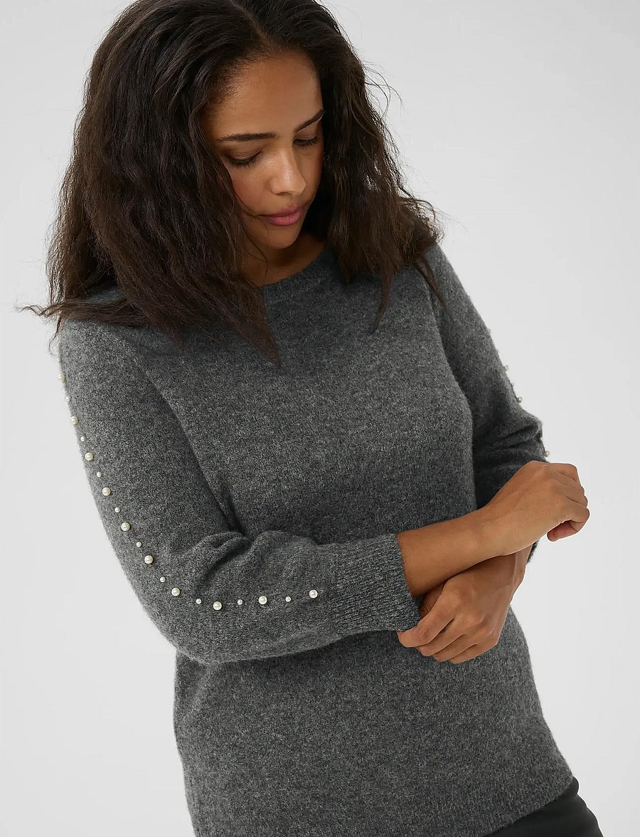 Kaffe Curve - KCletty Pullover - gebreide truien - grey melange - 5