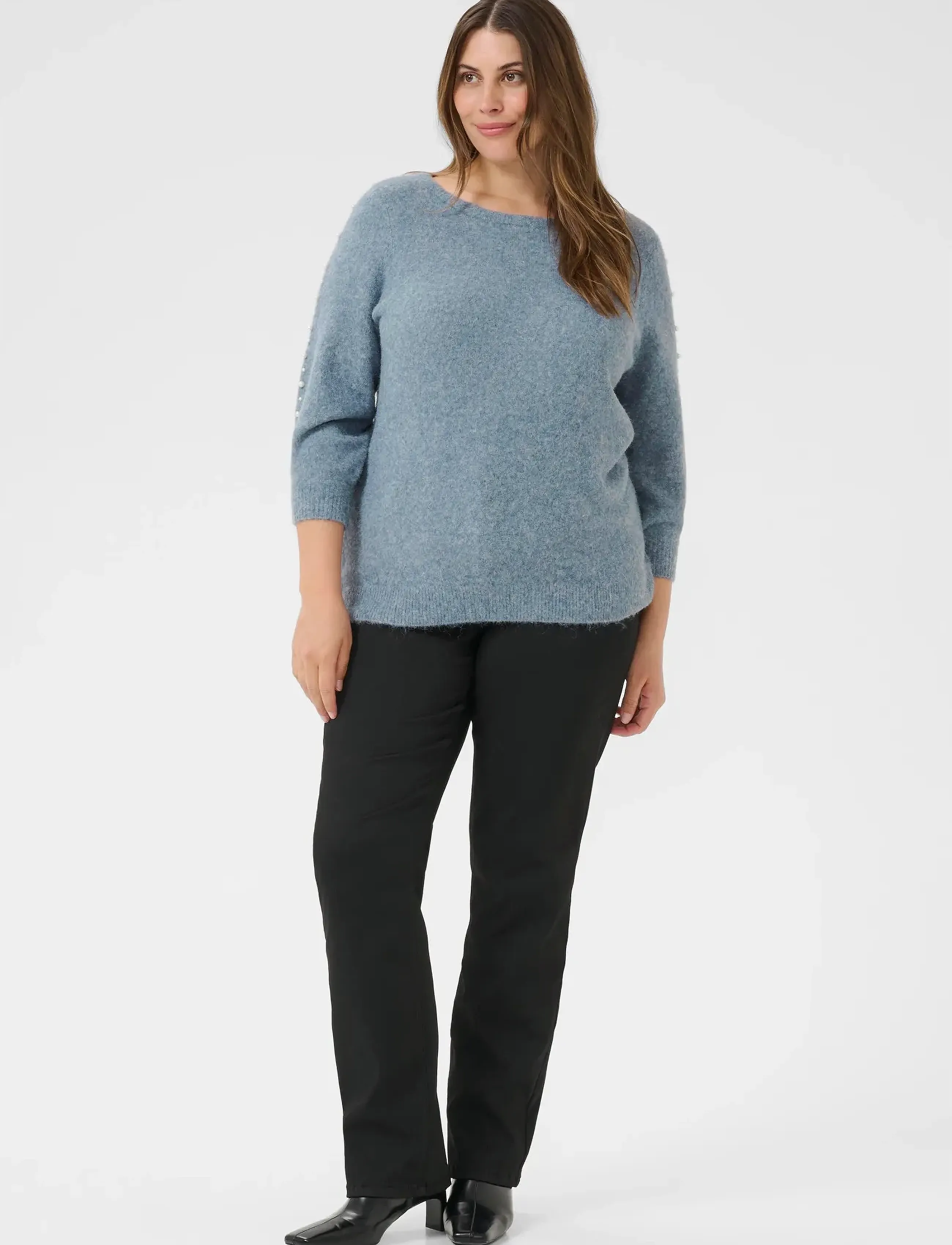 Kaffe Curve - KCletty Pullover - jumpers - windward blue melange - 3