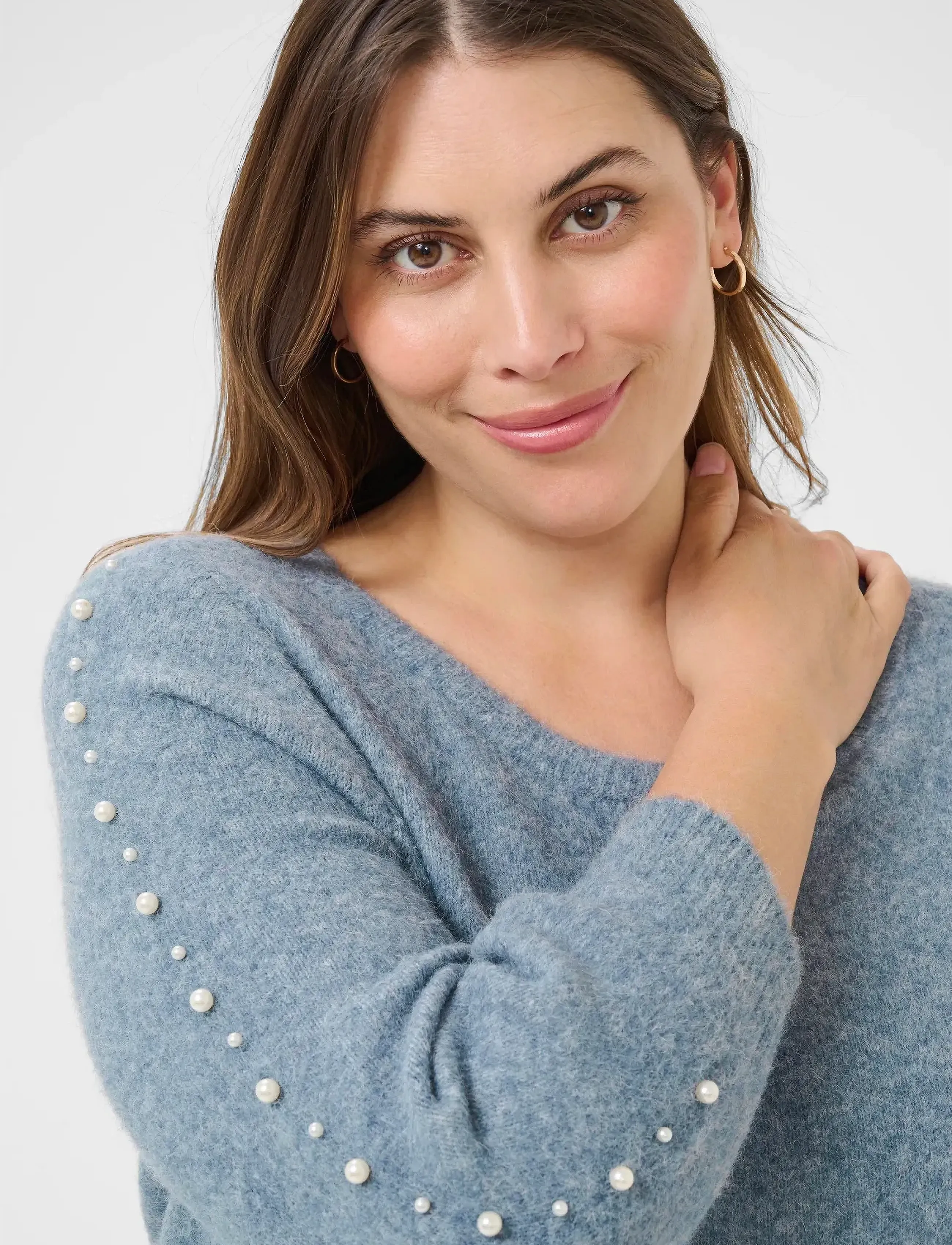 Kaffe Curve - KCletty Pullover - jumpers - windward blue melange - 5