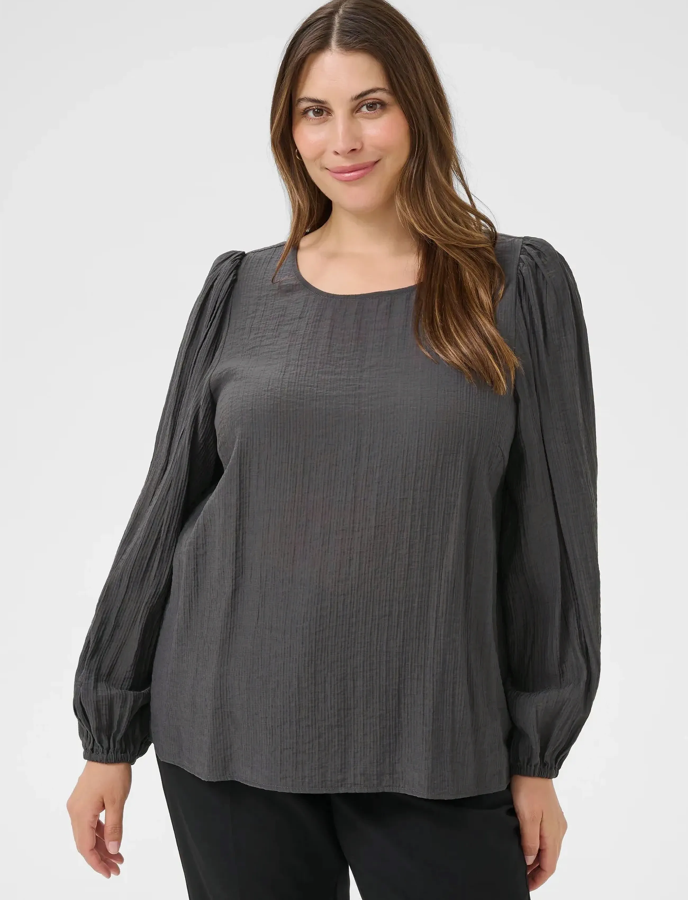 Kaffe Curve Kcviva Blouse, 48, Grey, Bluser > Langærmede, Dame