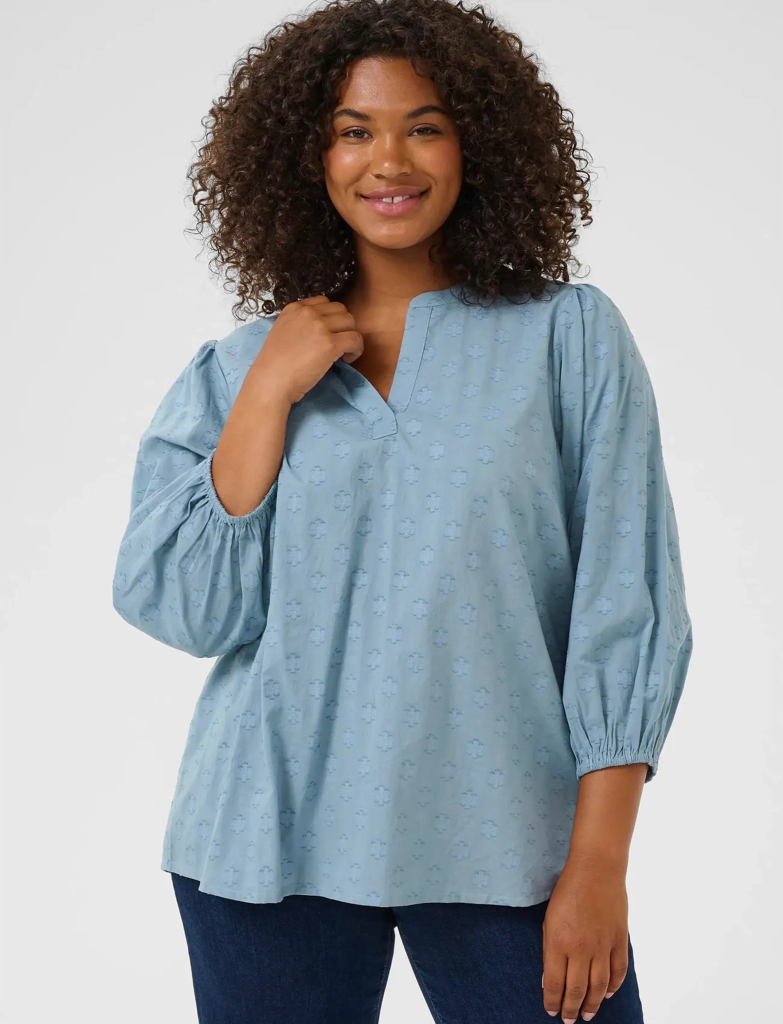 Kaffe Curve KCloulou Blouse 3/4 SL - Blusen & Hemden - WINDWARD BLUE / blue
