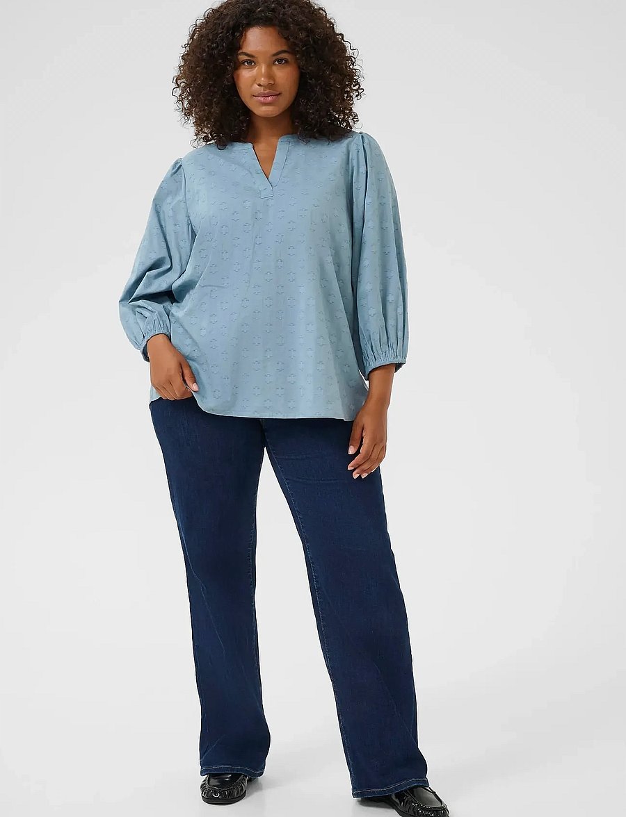 Kaffe Curve - KCloulou Blouse 3/4 SL - langärmelige blusen - windward blue - 3
