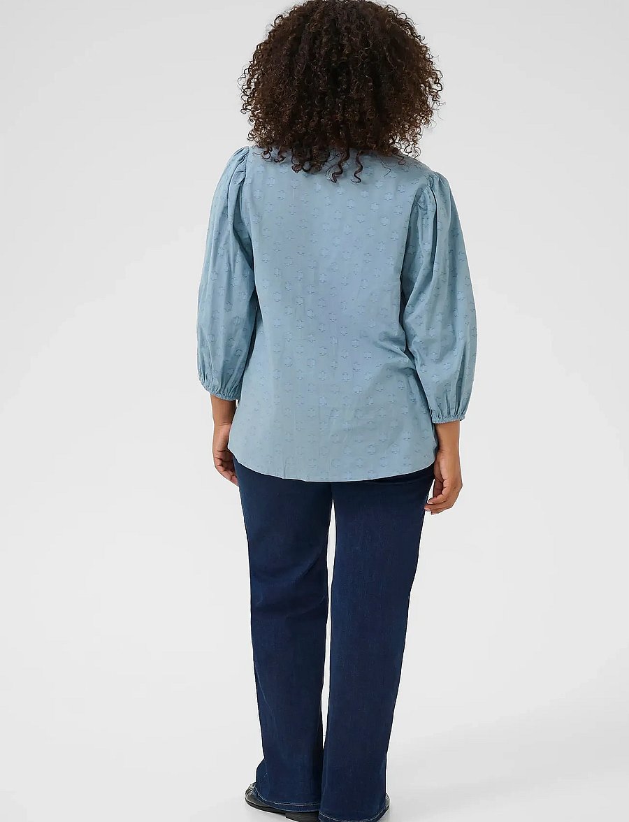 Kaffe Curve - KCloulou Blouse 3/4 SL - langärmelige blusen - windward blue - 4
