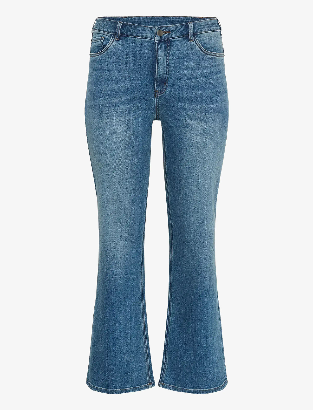 Kaffe Curve - KCflora Flared Full Lenght Jeans - alt eriti laia säärega teksad - medium blue denim - 0