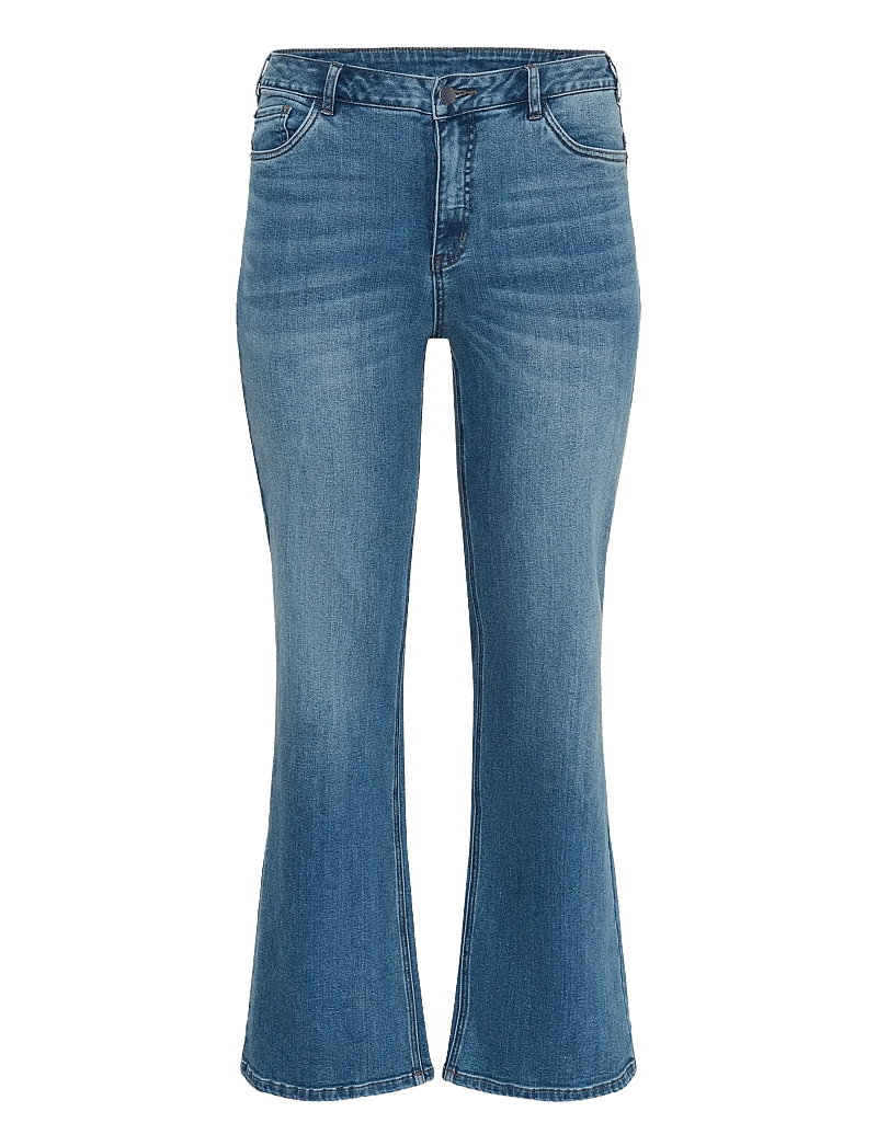 Kaffe Curve - KCflora Flared Full Lenght Jeans - schlaghosen - medium blue denim - 1