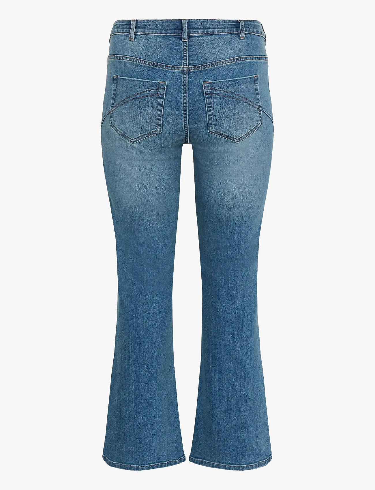 Kaffe Curve - KCflora Flared Full Lenght Jeans - alt eriti laia säärega teksad - medium blue denim - 1