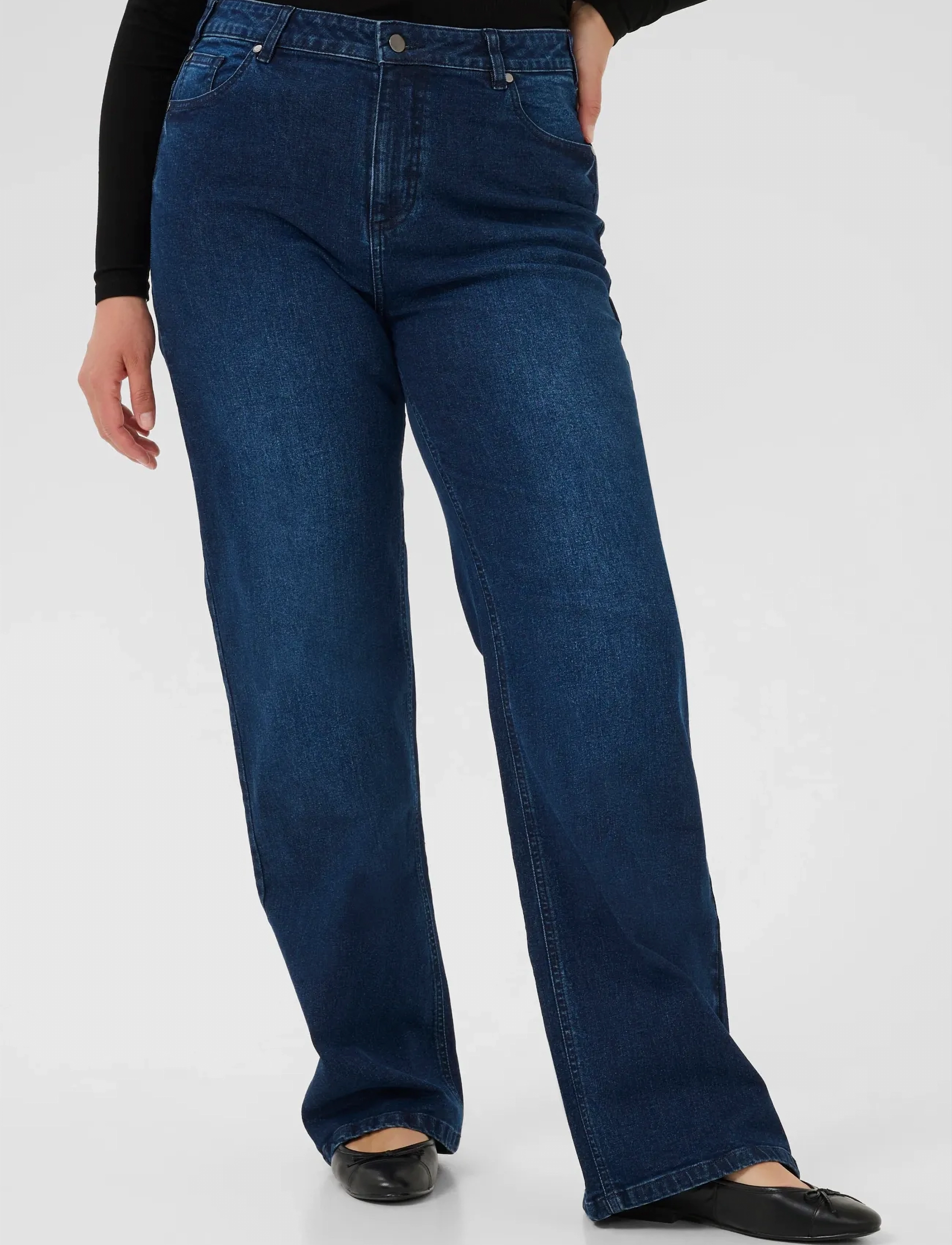 Kaffe Curve Kcflora Flared Full Lenght Jeans, 46, Marineblau - Flares, Frauen