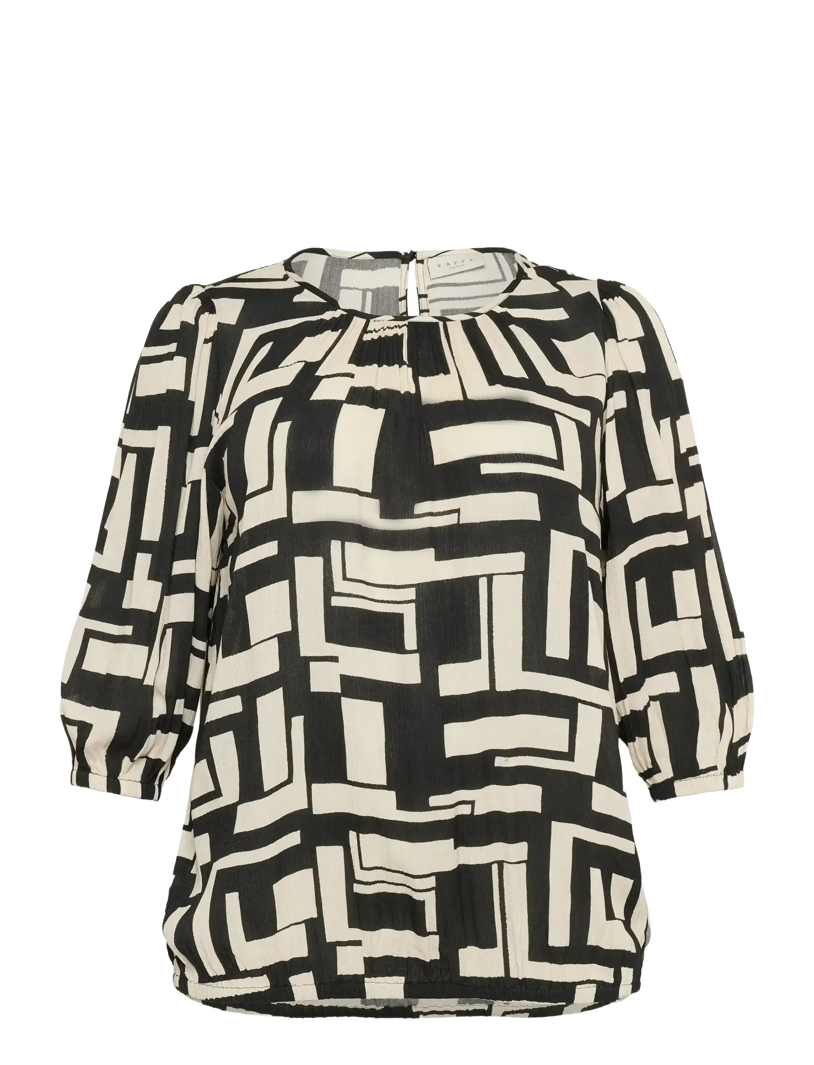 Kaffe Curve KCmarina Ami Blouse - Bluser - BLACK/WHITE GRAPHIC / cream