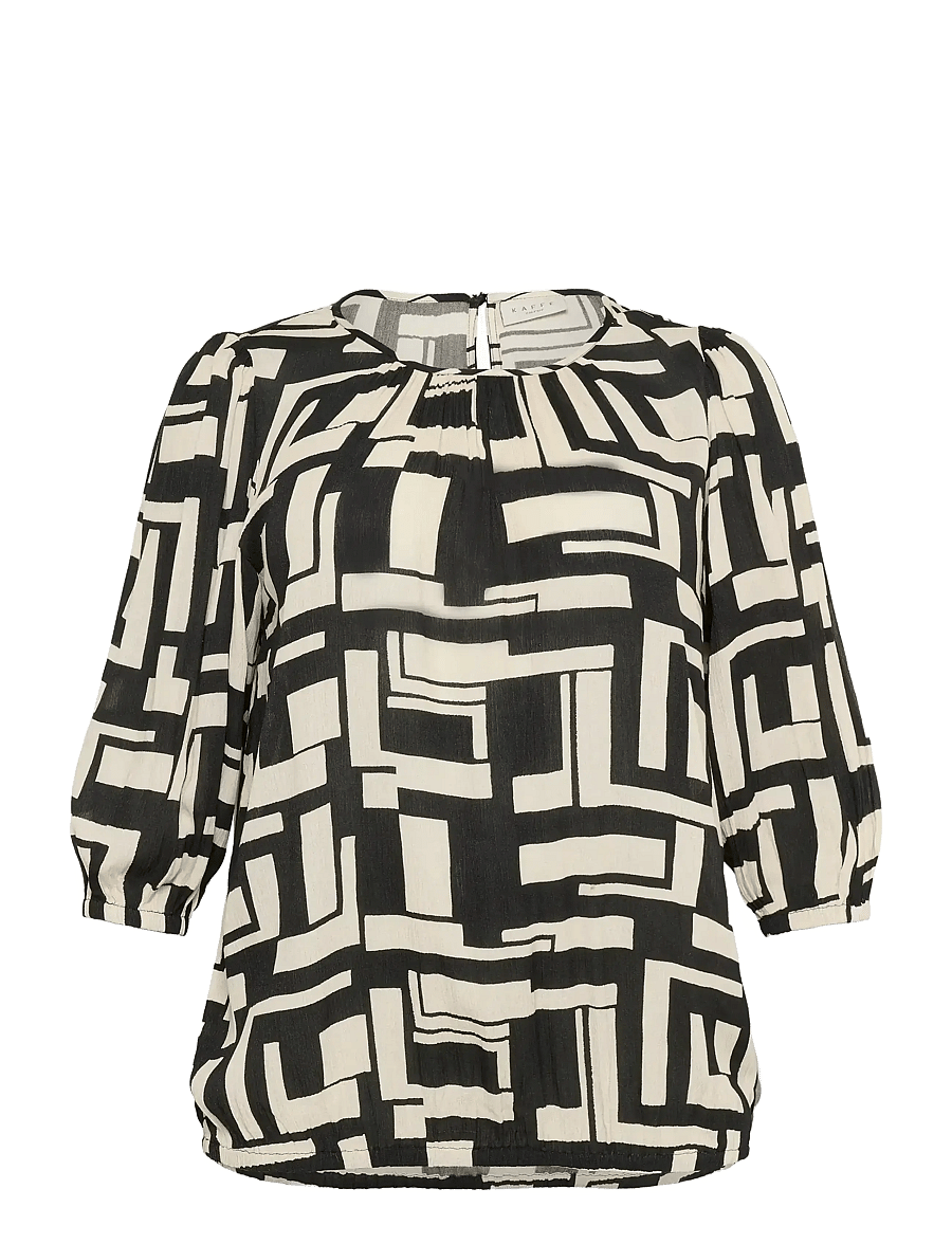 Kaffe Curve - KCmarina Ami Blouse - pikkade varrukatega pluusid - black/white graphic - 1