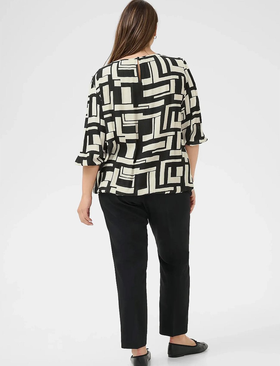 Kaffe Curve - KCmarina Ami Blouse - pikkade varrukatega pluusid - black/white graphic - 4